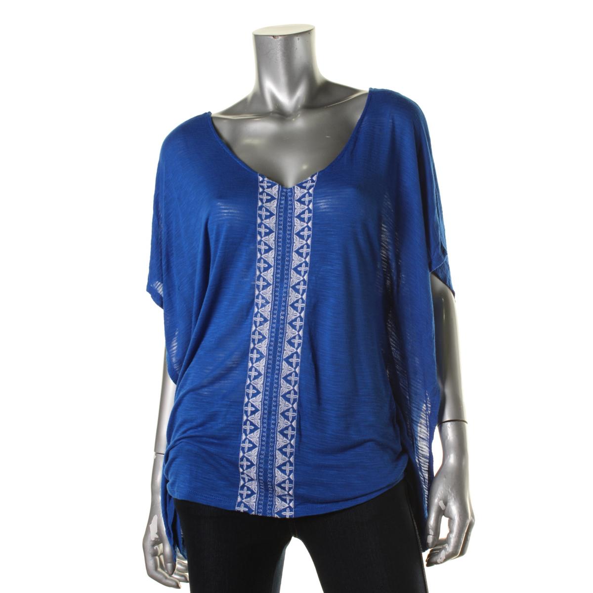Cable & Gauge 4545 Womens Jersey Embroidered Poncho Top Shirt BHFO | eBay