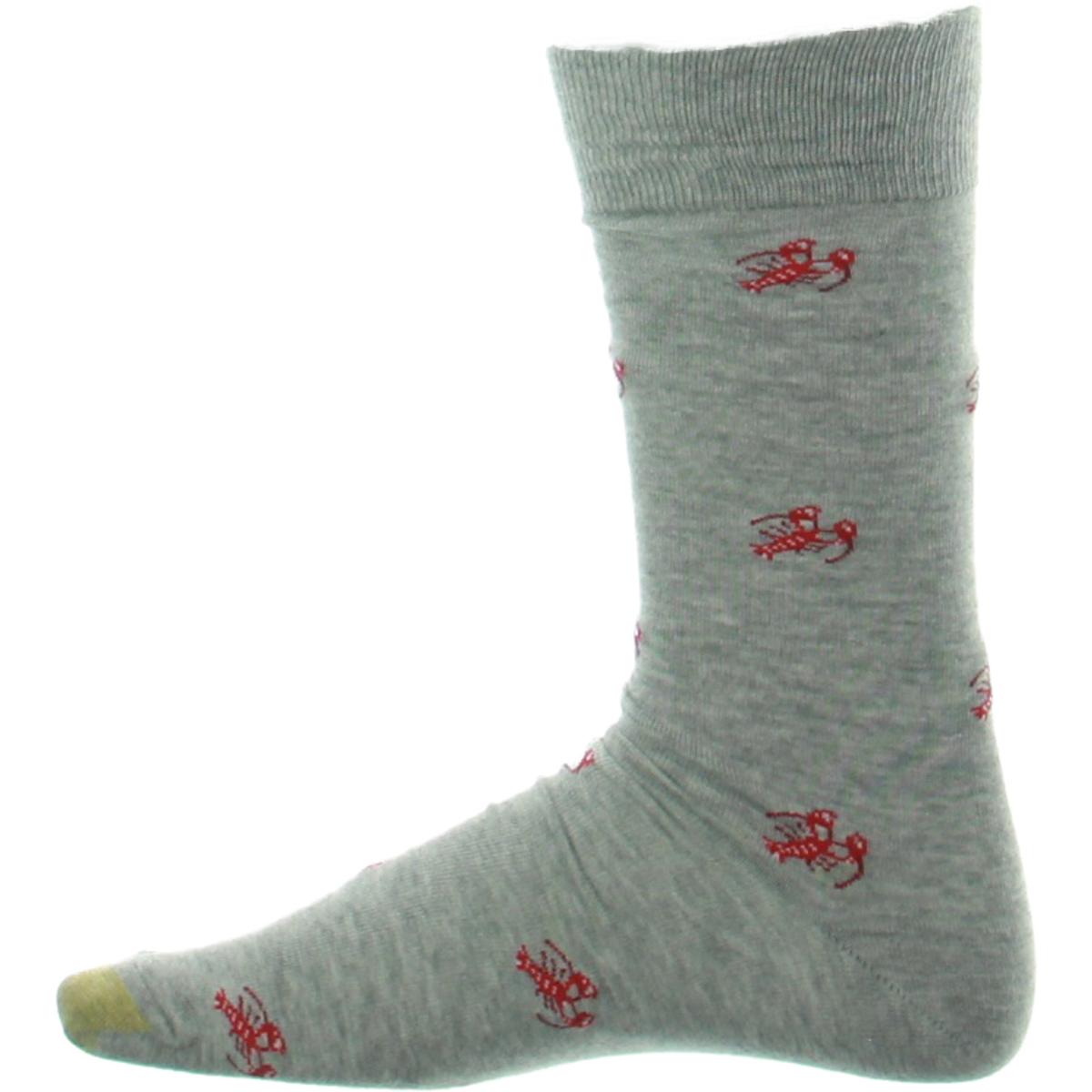 Gold Toe Mens Lobsters Gray Printed Odor Control Crew Socks 612.5 BHFO