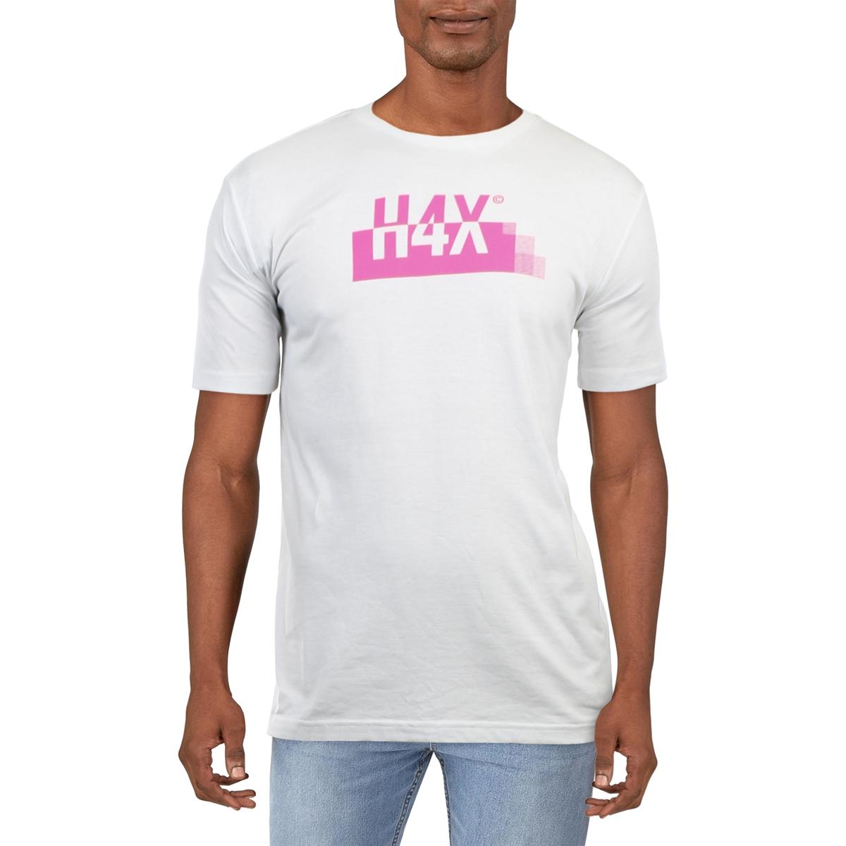 Мужская белая трикотажная футболка с круглым вырезом и графическим принтом H4X, Топ S BHFO 3527