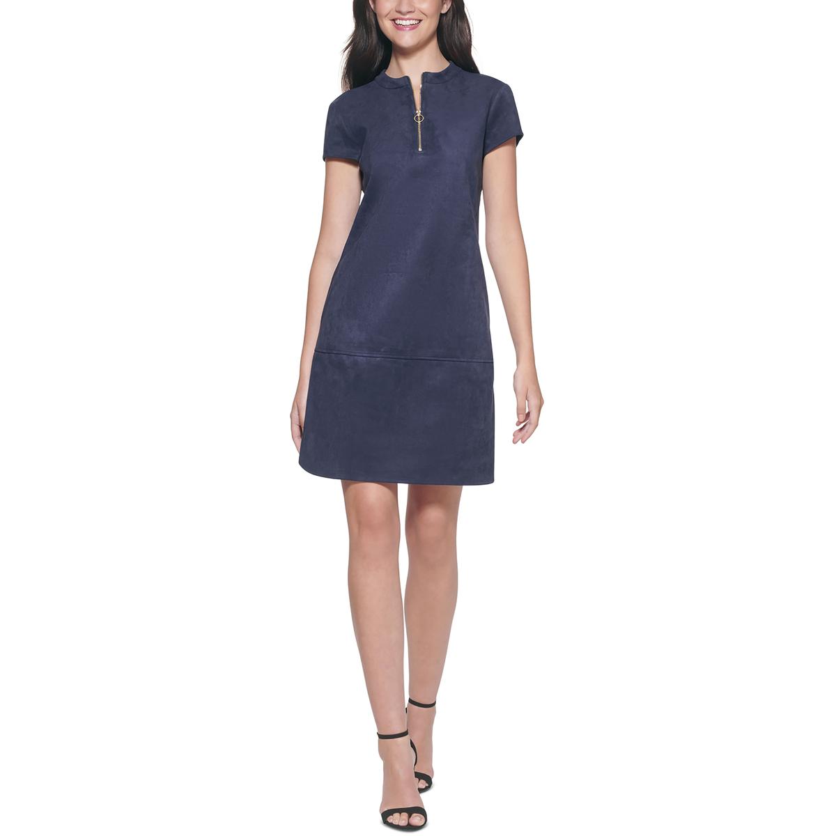 Kensie Dresses Womens Faux Suede Midi Zip Front Shift Dress BHFO 2152 - Picture 3 of 4