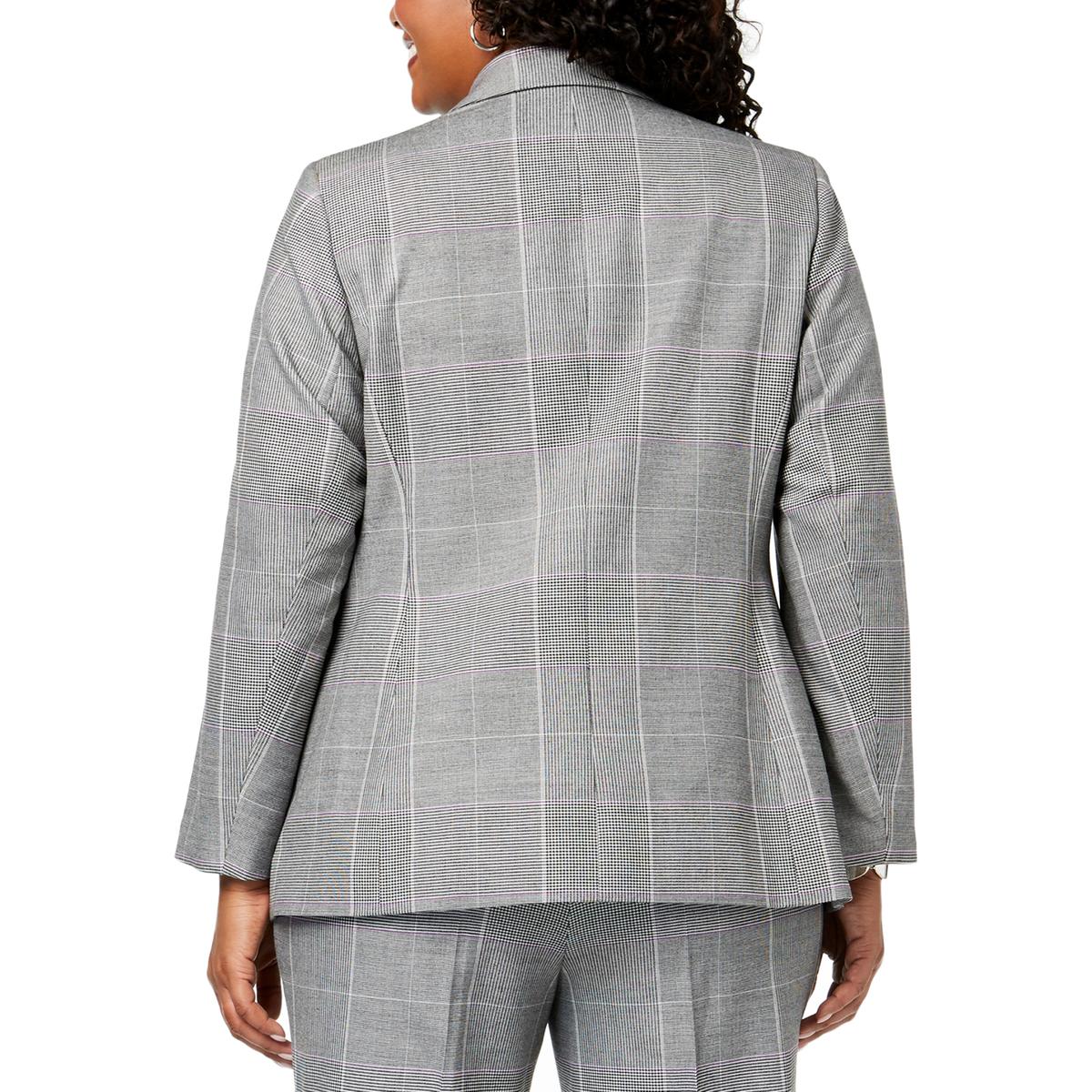Nine West Womens Gray DoubleBreasted Plaid Jacket Blazer Plus 14W BHFO