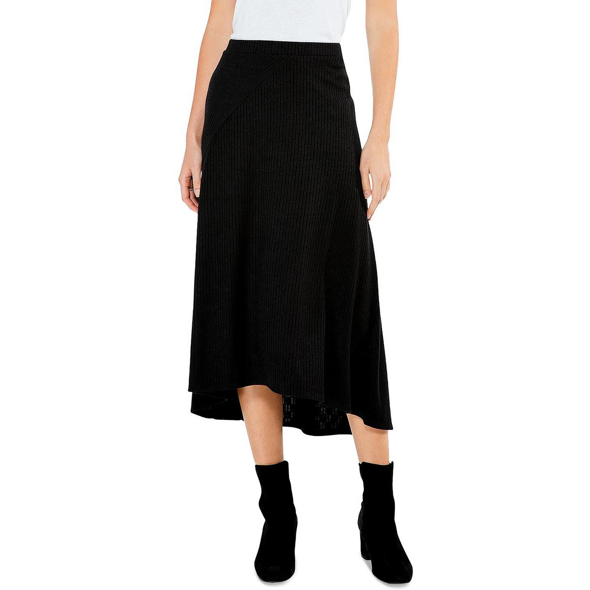 Женская черная трикотажная юбка миди А-силуэта в рубчик Nic + Zoe, XL BHFO 9985