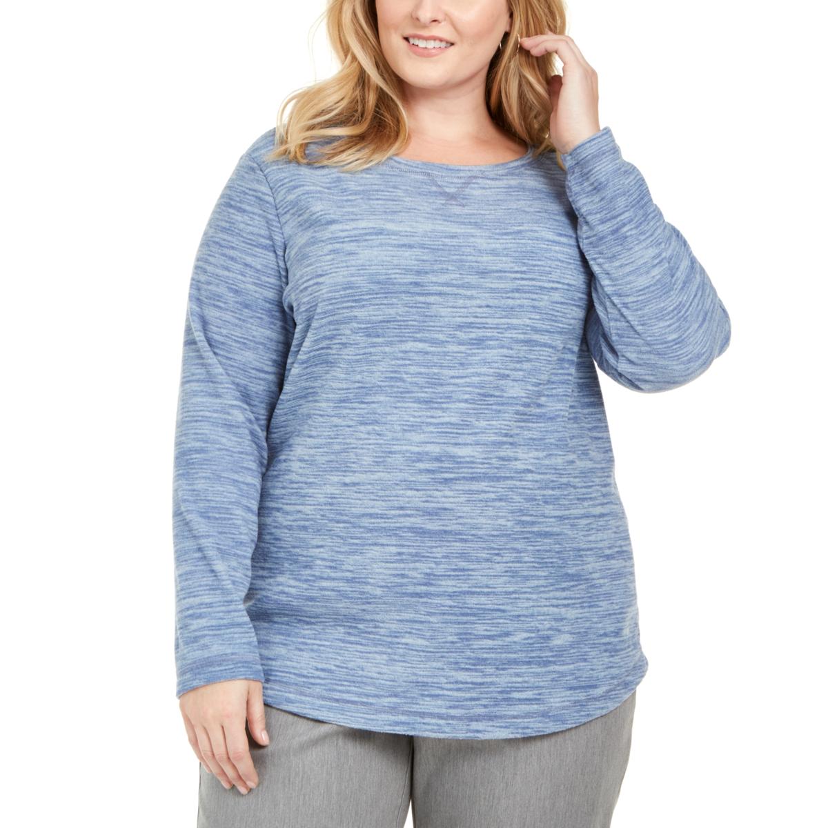 Karen Scott Sport Womens Blue Comfy Shirts & Tops Loungewear Plus 2X ...