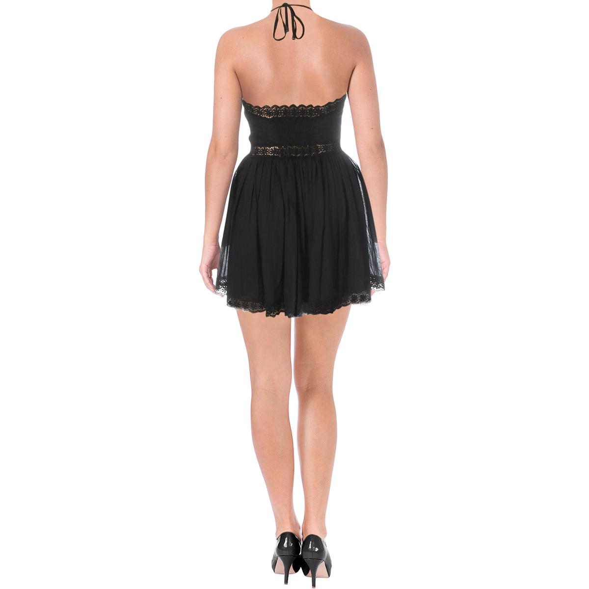 Charo Ruiz Ibiza Womens Kim Black Lace Halter Short Cocktail Dress XS ...