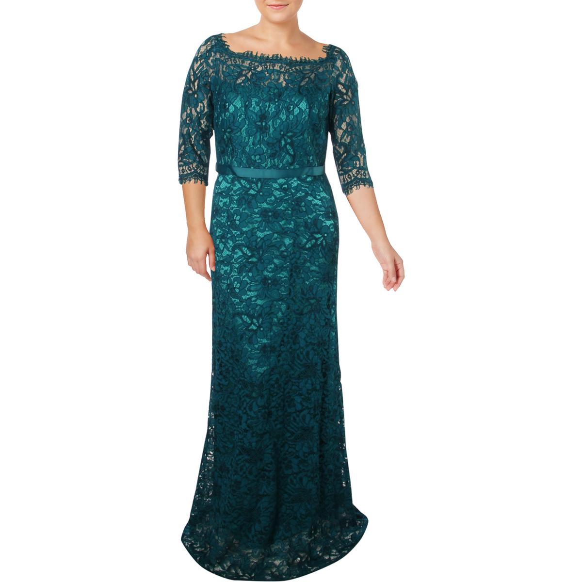 JS Collections Womens Blue Lace Formal ALine Evening Dress Gown 6 BHFO