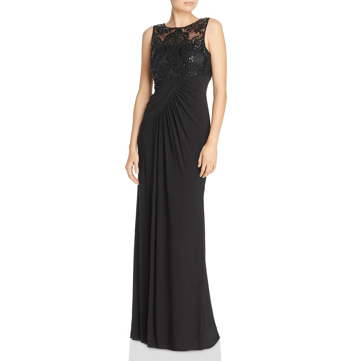 Eliza J Womens Black Drape Sequined Evening Formal Dress Gown 4 BHFO ...