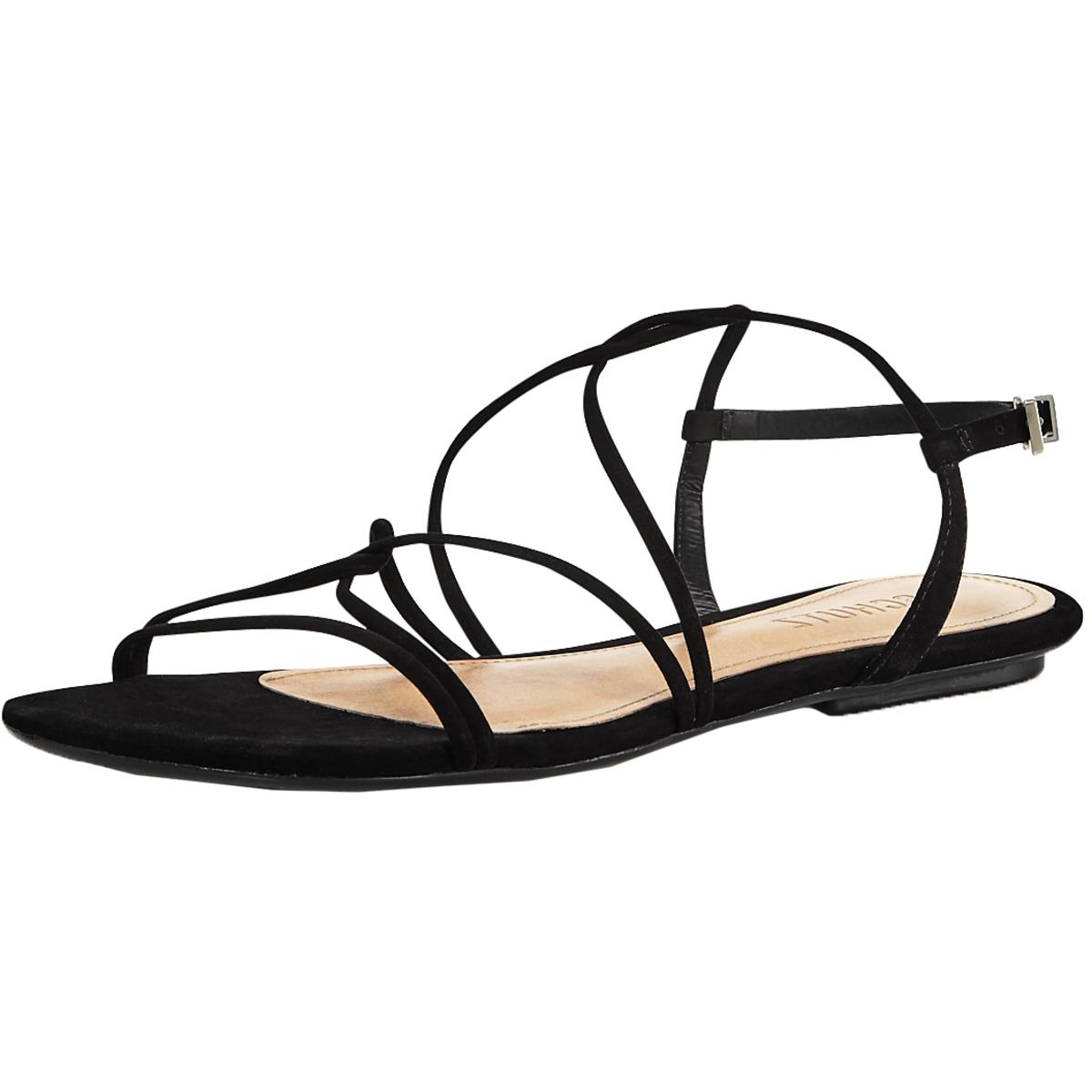 Schutz Womens Sandalia Black Flat Dress Sandals Shoes 7.5 Medium (B,M ...