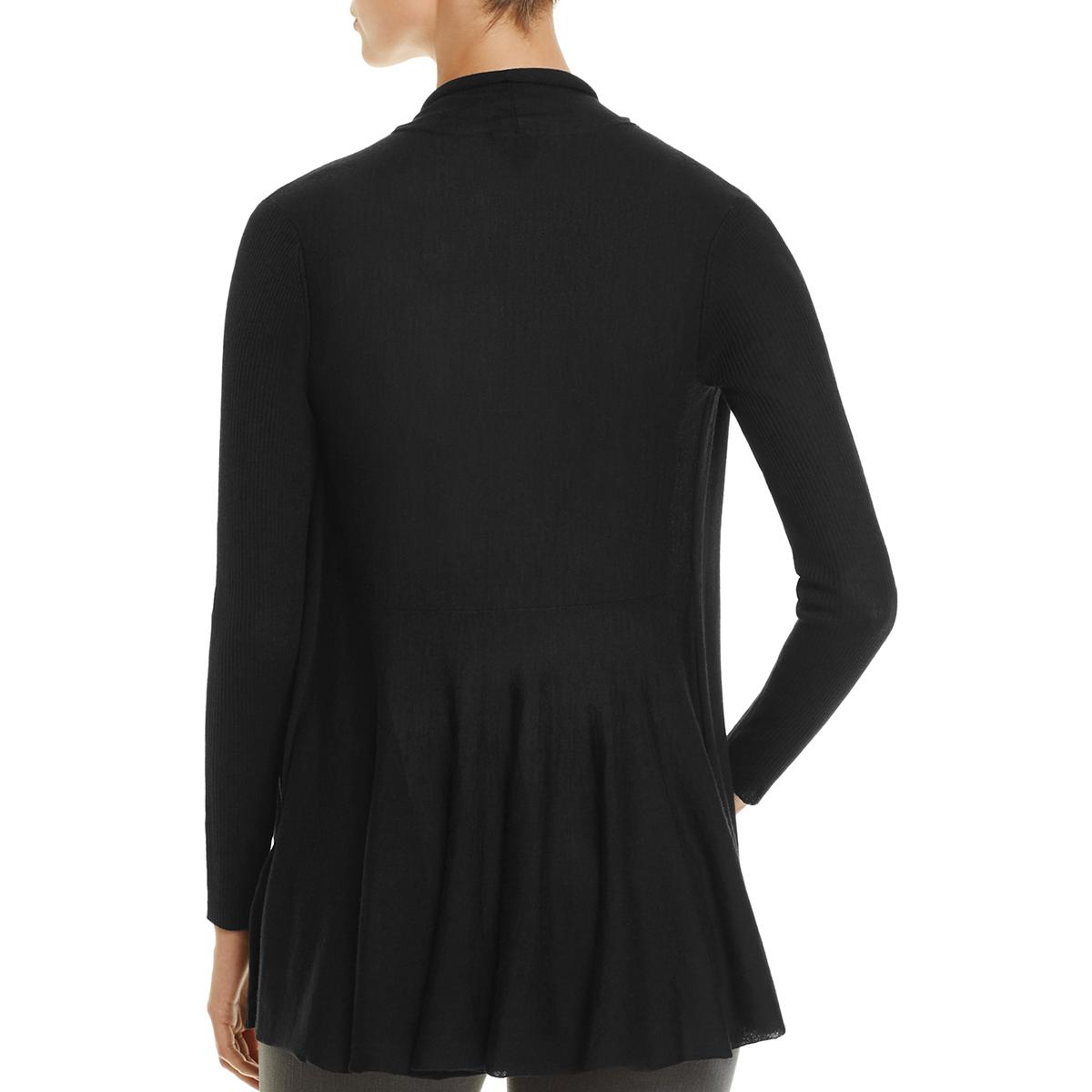 Eileen Fisher Womens Black Merino Wool Ribbed Cardigan Sweater L BHFO ...