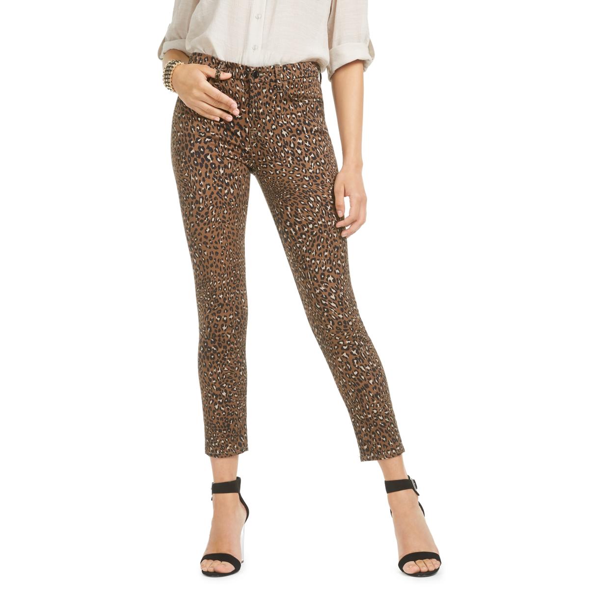 7 For All Mankind Womens Brown Animal Print Mid-Rise Skinny Jeans 12 ...