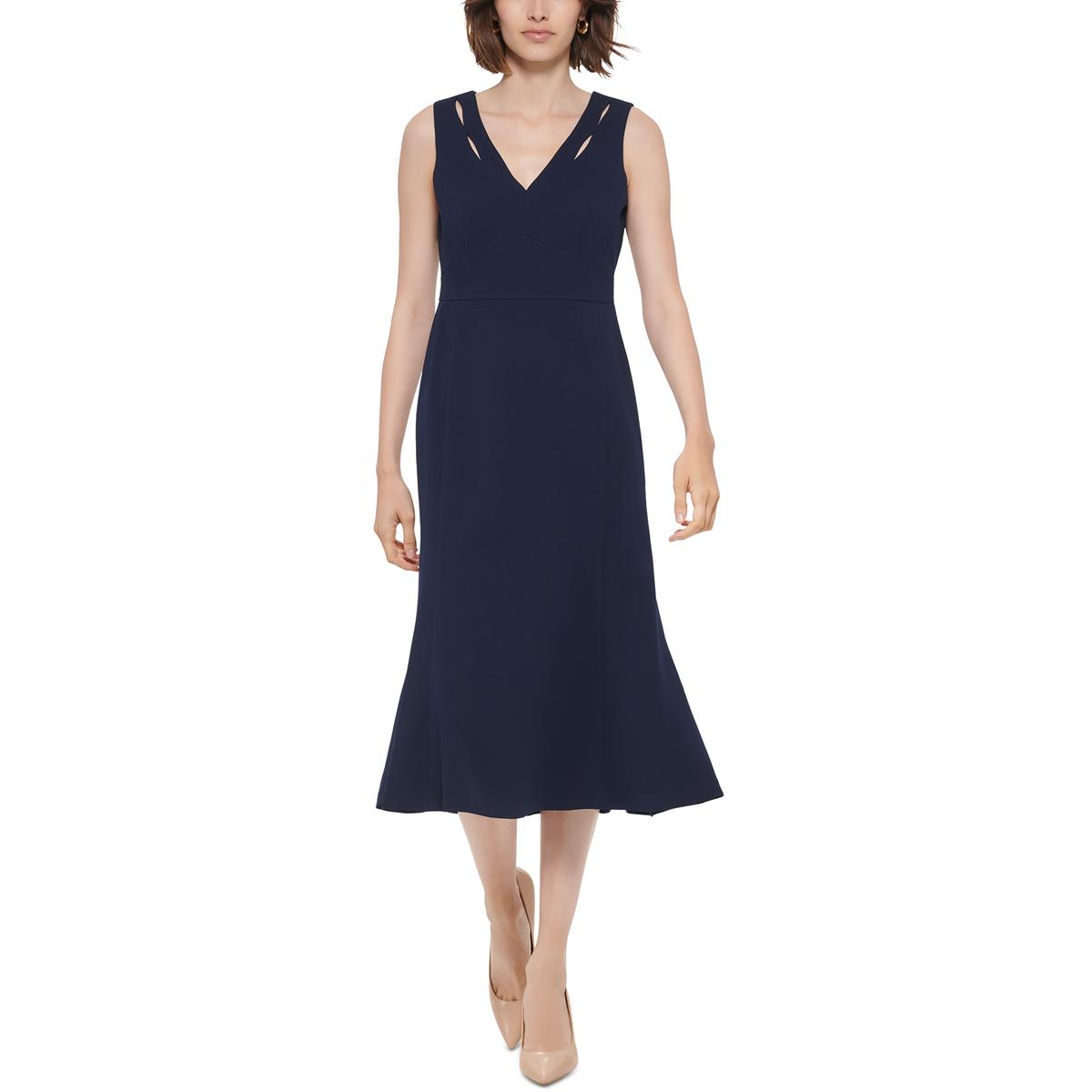 Calvin Klein Womens V-Neck A-Line Work Midi Dress BHFO 2288 | eBay