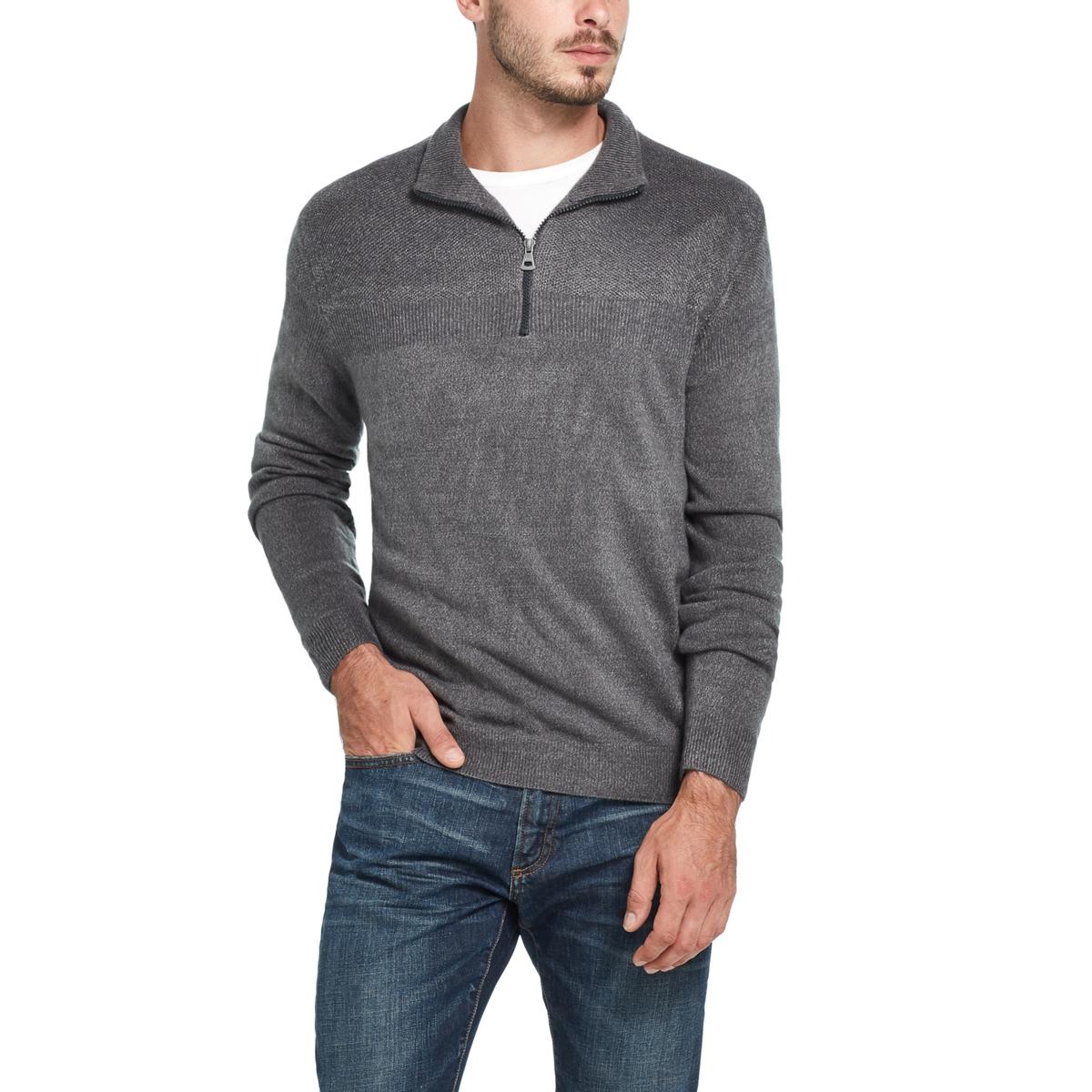 Weatherproof Mens Gray Heathered 1/4 Zip Top Pullover Sweater S BHFO ...