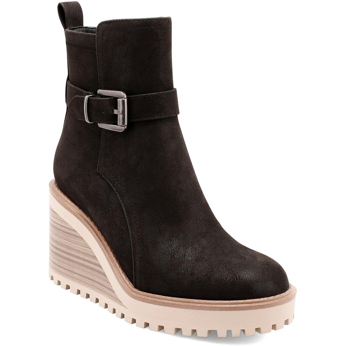 Mia Womens Cleste Buckle Wedge Boots BHFO 8743 - Picture 4 of 6