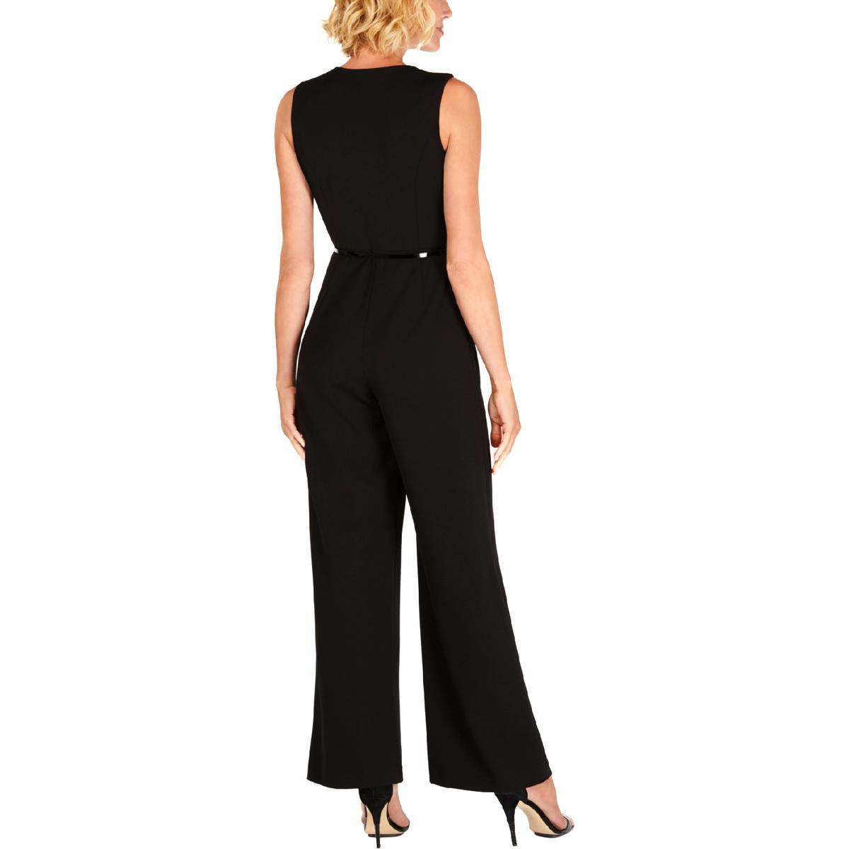 Calvin Klein Womens Black Solid Pleated Work Wear Jumpsuit 6 BHFO 0600 ...