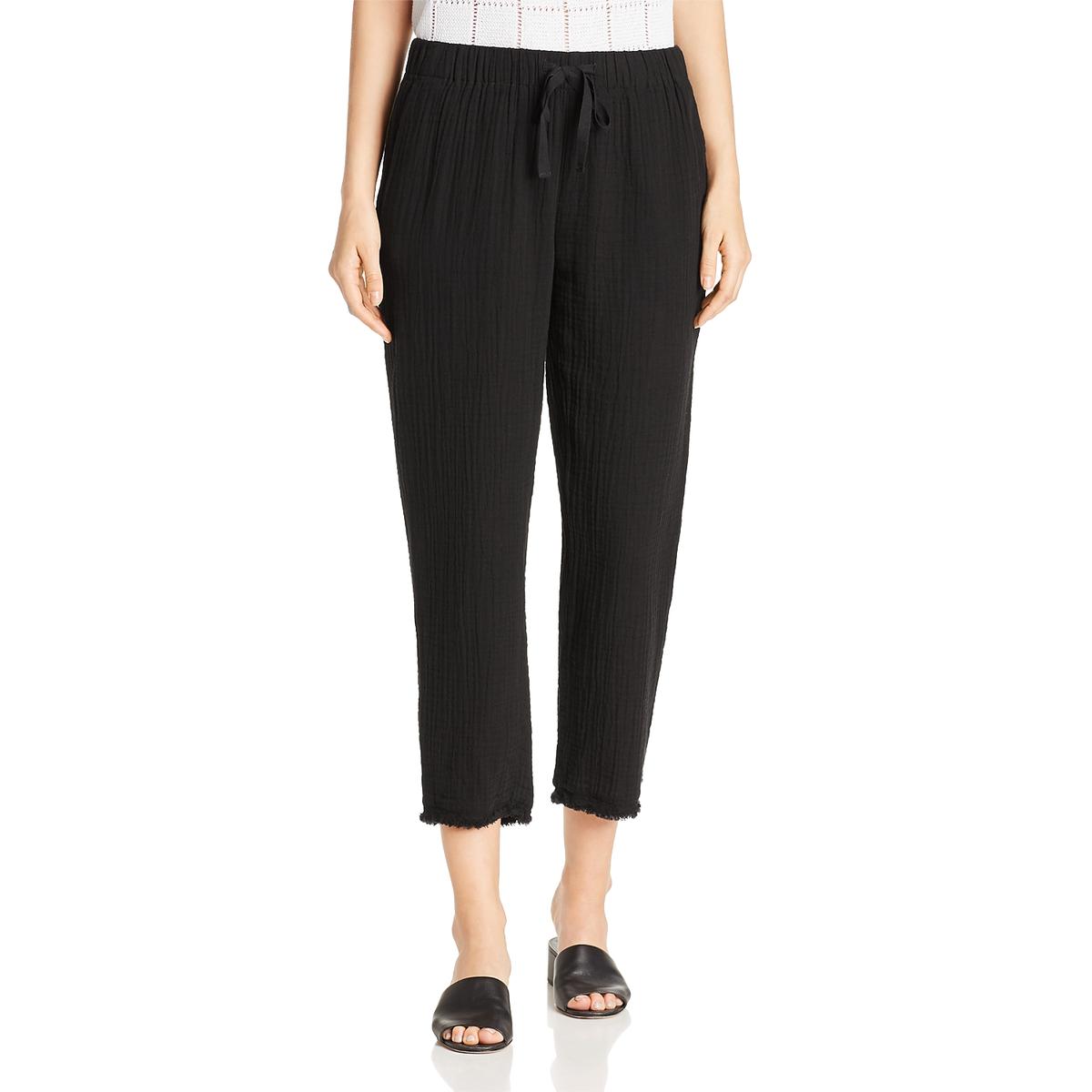 Eileen Fisher Womens Black Organic Cotton Pull On Cropped Pants L BHFO ...