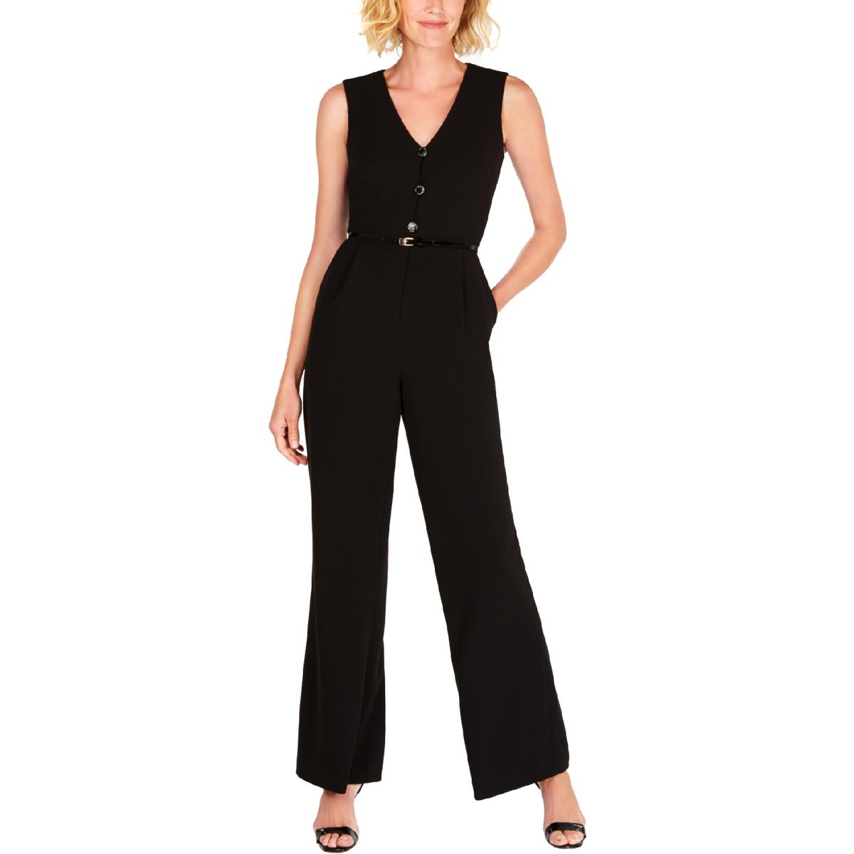 Calvin Klein Womens Black Solid Pleated Work Wear Jumpsuit 6 BHFO 0600 ...