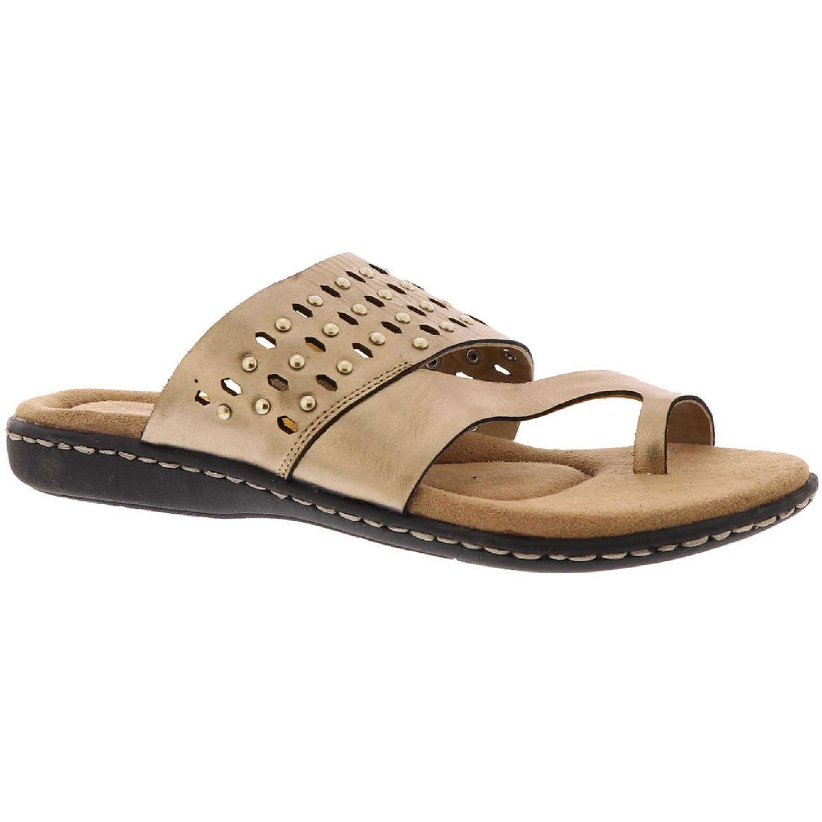 Array Womens Catalina Leather Studded Toe Loop Slide Sandals Shoes BHFO ...