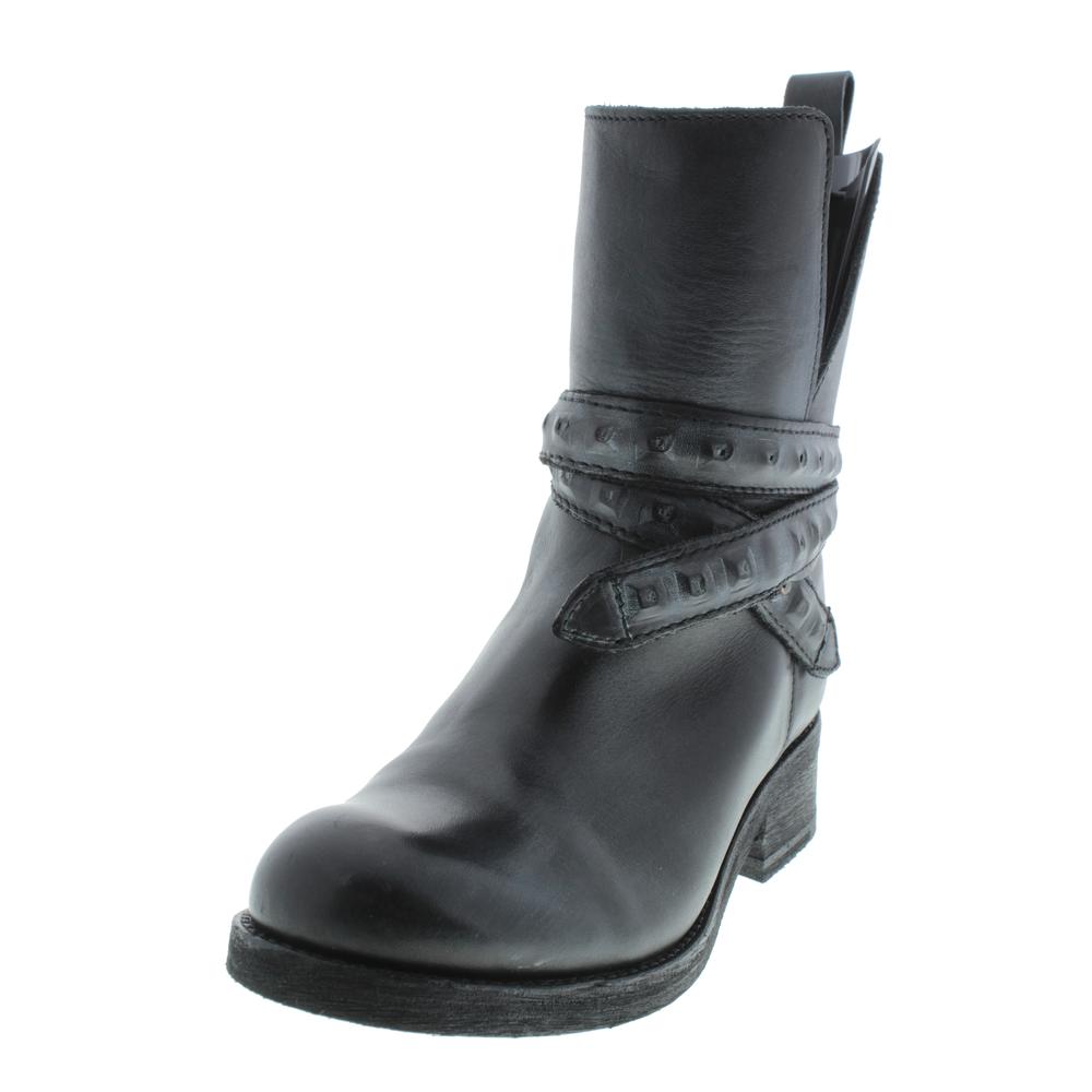 DIESEL Womens Roxy Roll Sashan Leather Ankle Belted Motorcycle Boots ...