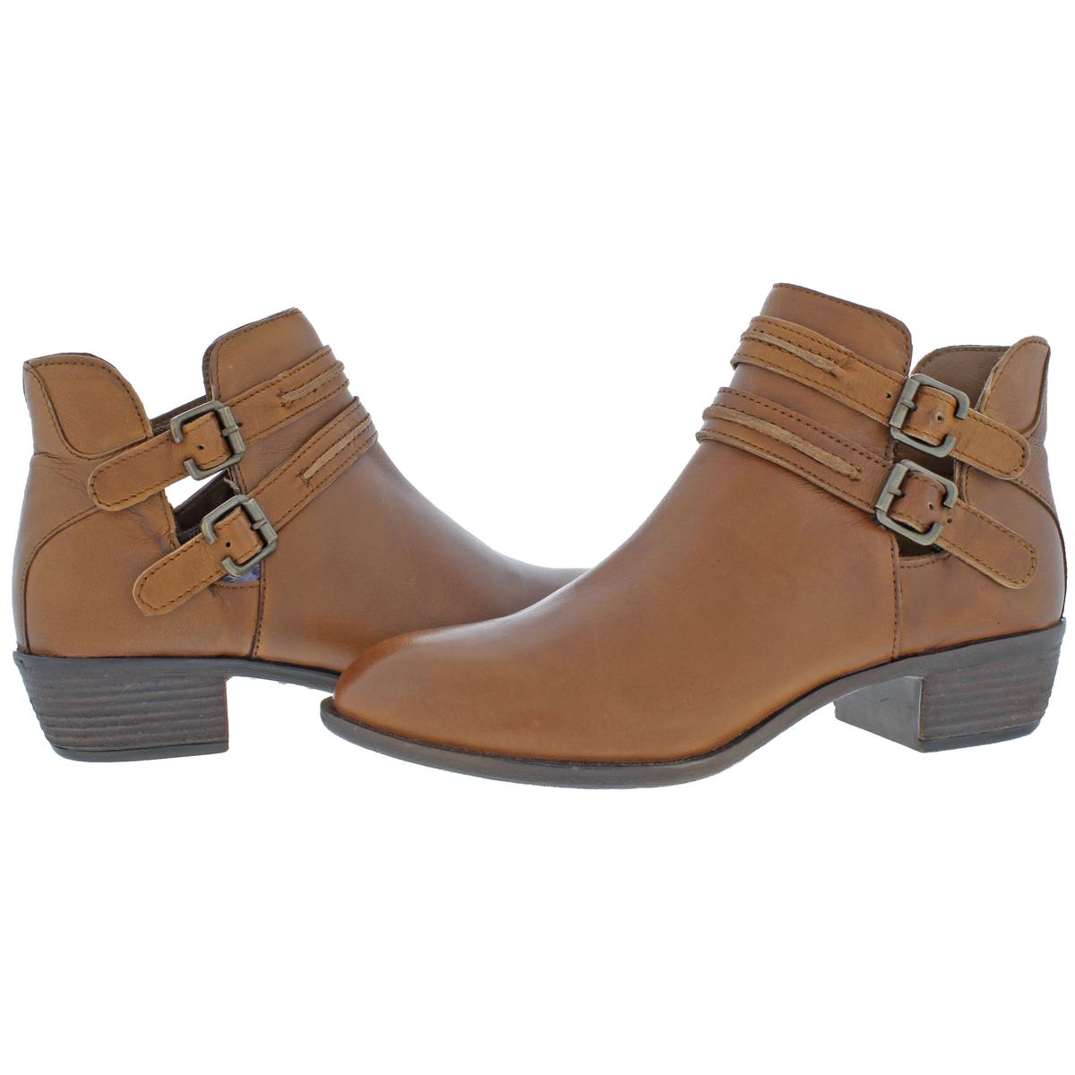 leather stacked heel boots