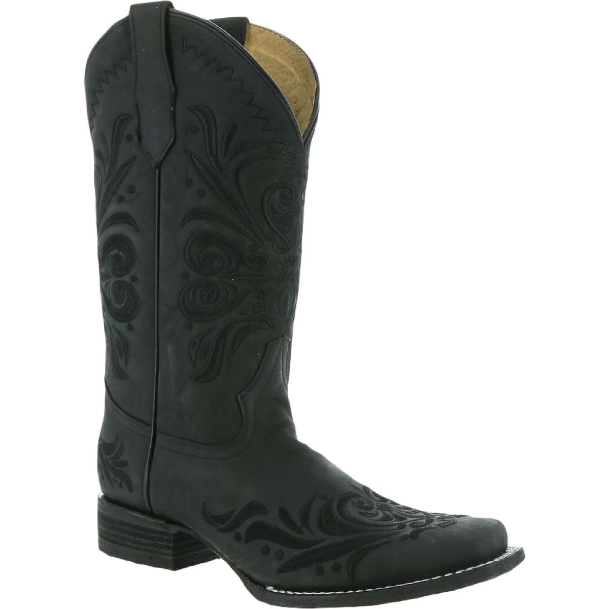 Женские кожаные ковбойские ботинки в стиле вестерн Circle G с квадратным носком BHFO 4397