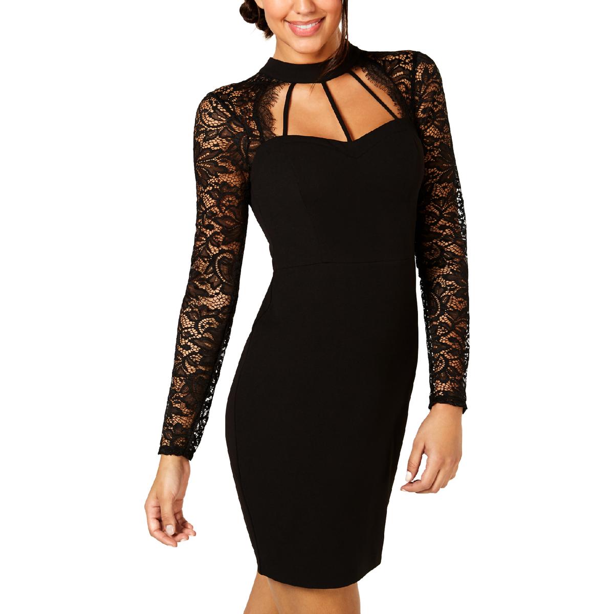 Guess Womens Black Bodycon Lace-Sleeve Party Cocktail Dress 2 BHFO 8178 ...
