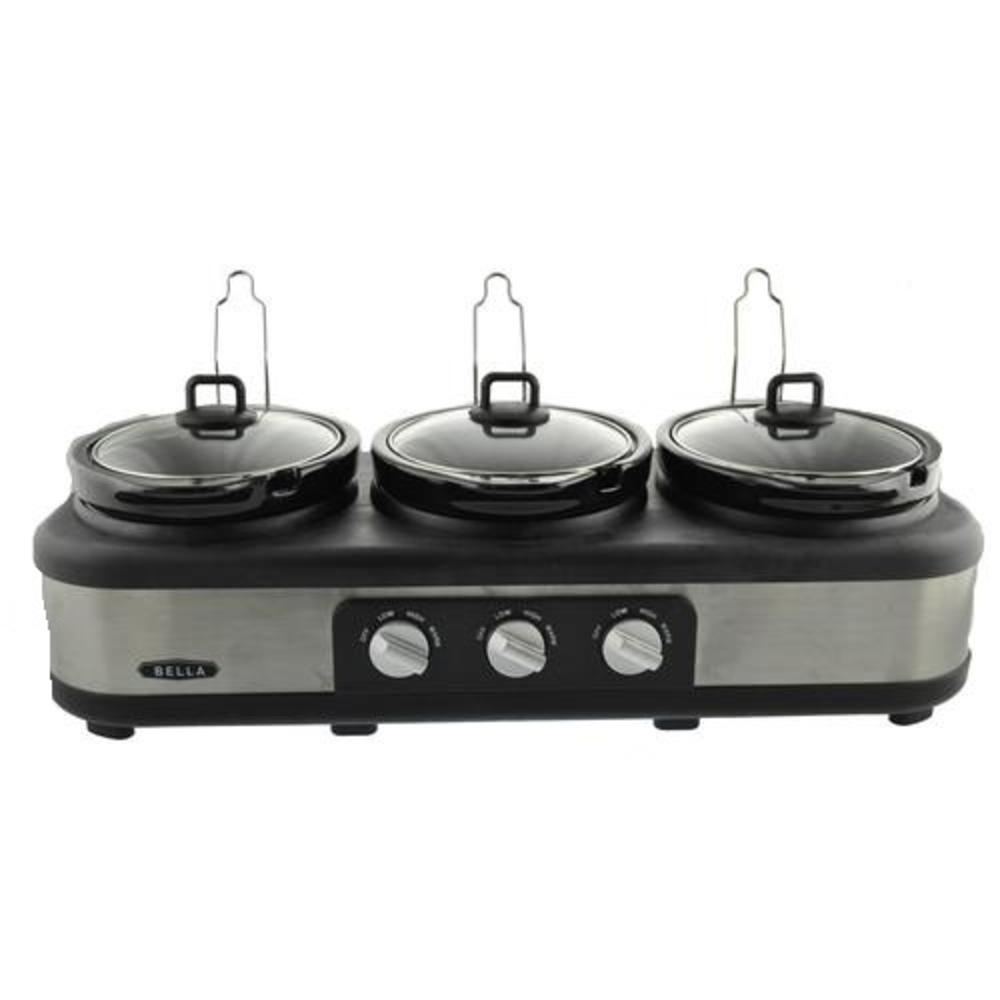 BELLA Silver Triple Slow Cooker Oval Warming Buffet BHFO