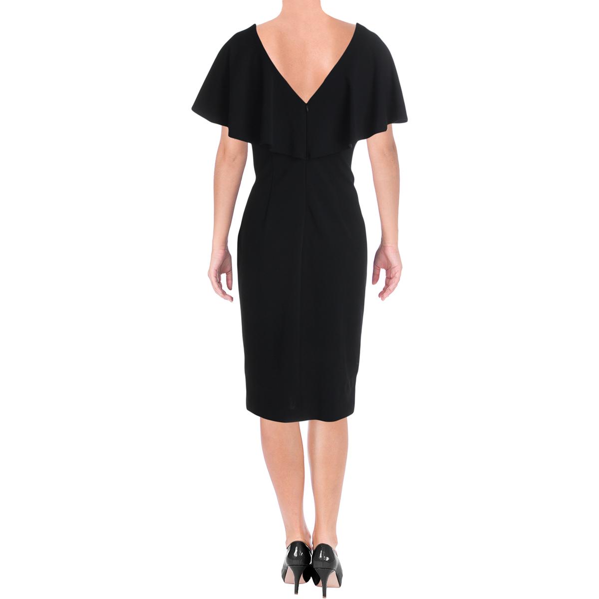 Calvin Klein Womens Black Flutter Sleeves Knee-Length Cocktail Dress 8 ...