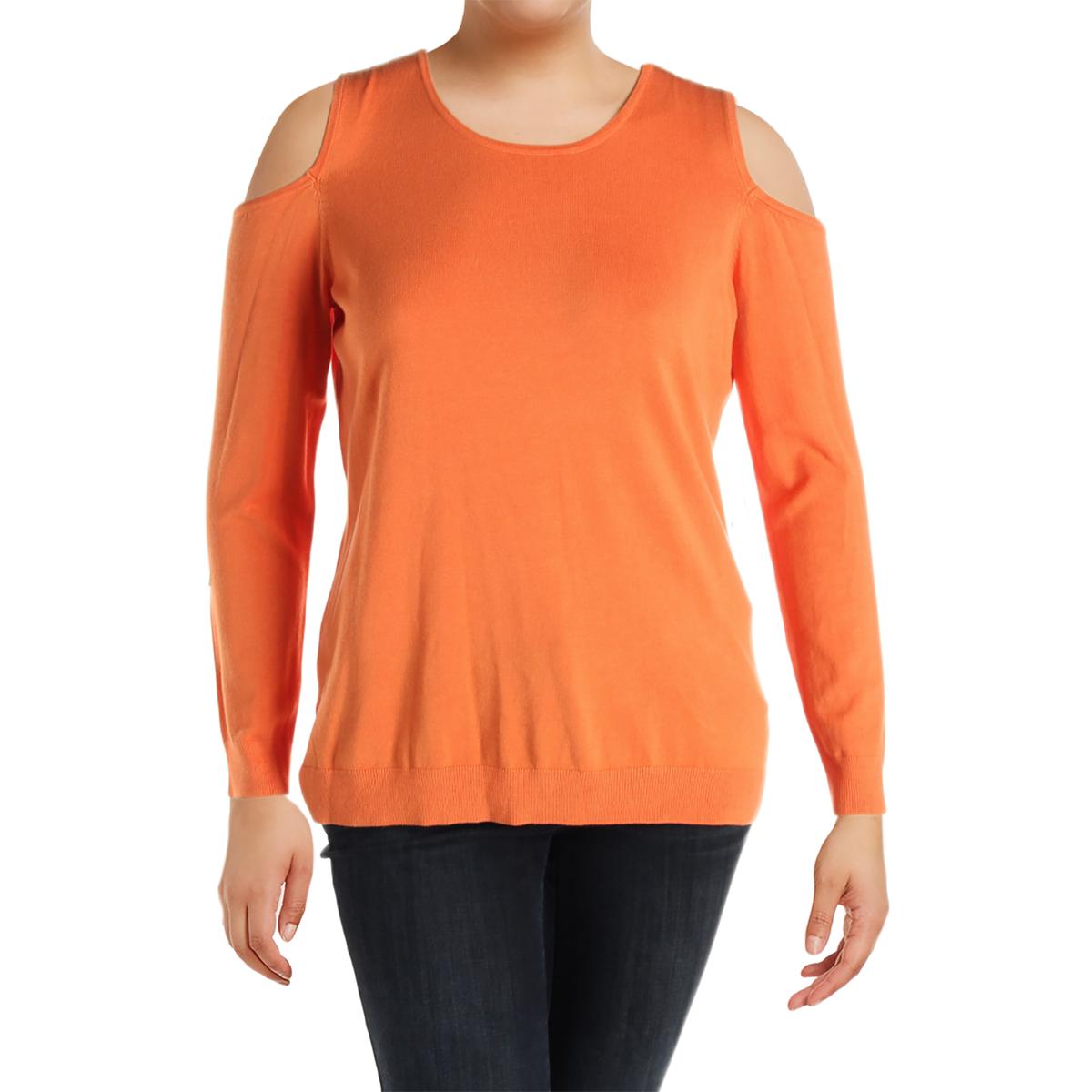 Context Womens Orange Knit Ribbed Pullover Sweater Top Plus 1X BHFO 6846 884072516245 | eBay