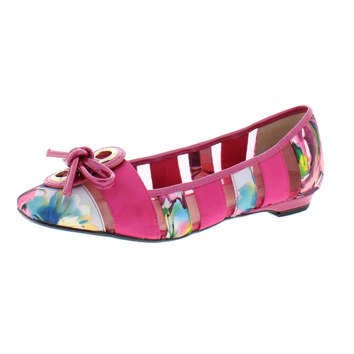 Proxy Womens Pink Slip On Floral Print Bow Flats Shoes 10 Medium (B,M ...