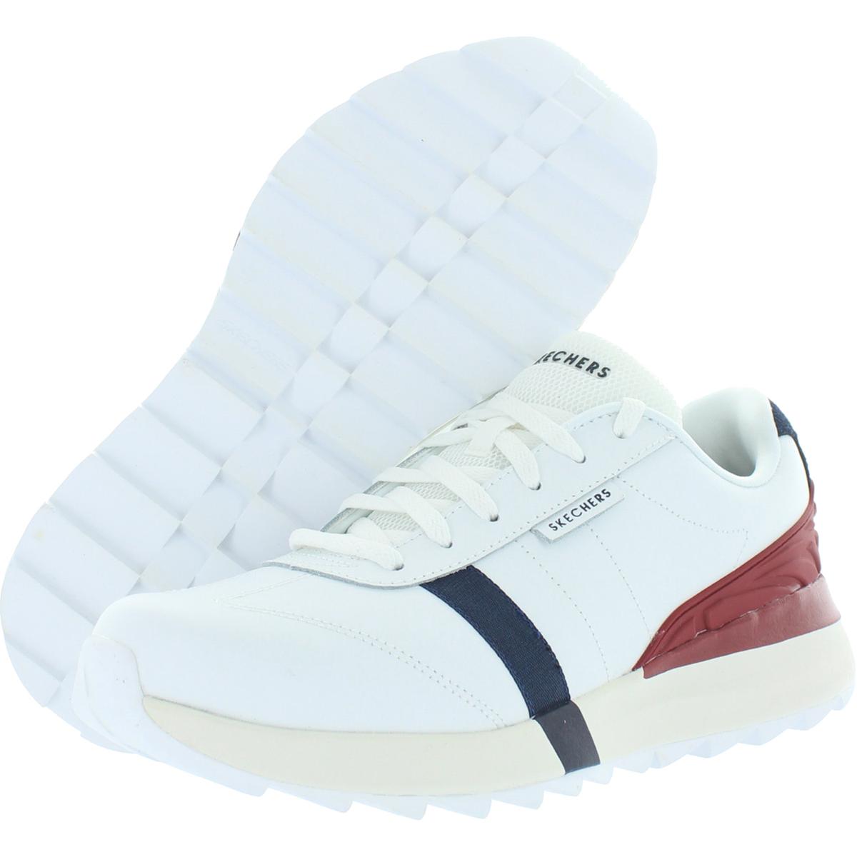skechers mens white tennis shoes