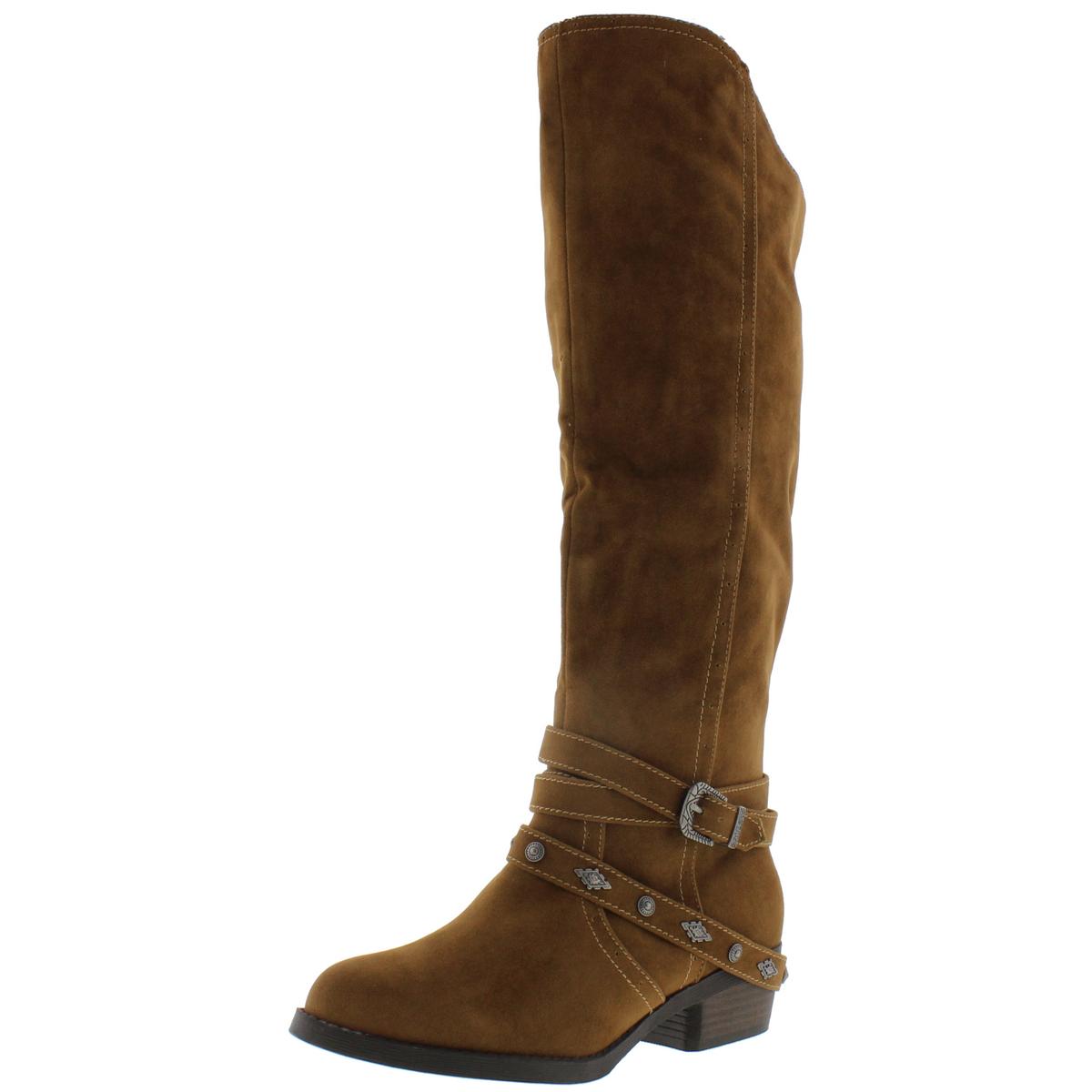 Jellypop 1063 Womens Ridge Faux Suede Buckle Knee-High Riding Boots ...