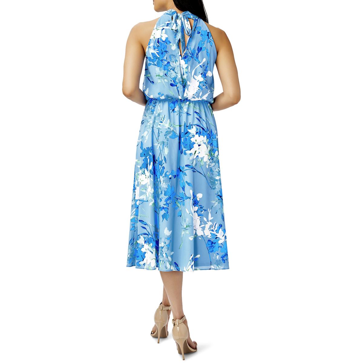 Adrianna Papell Women s Floral Print Knee Length Blouson Halter Dress