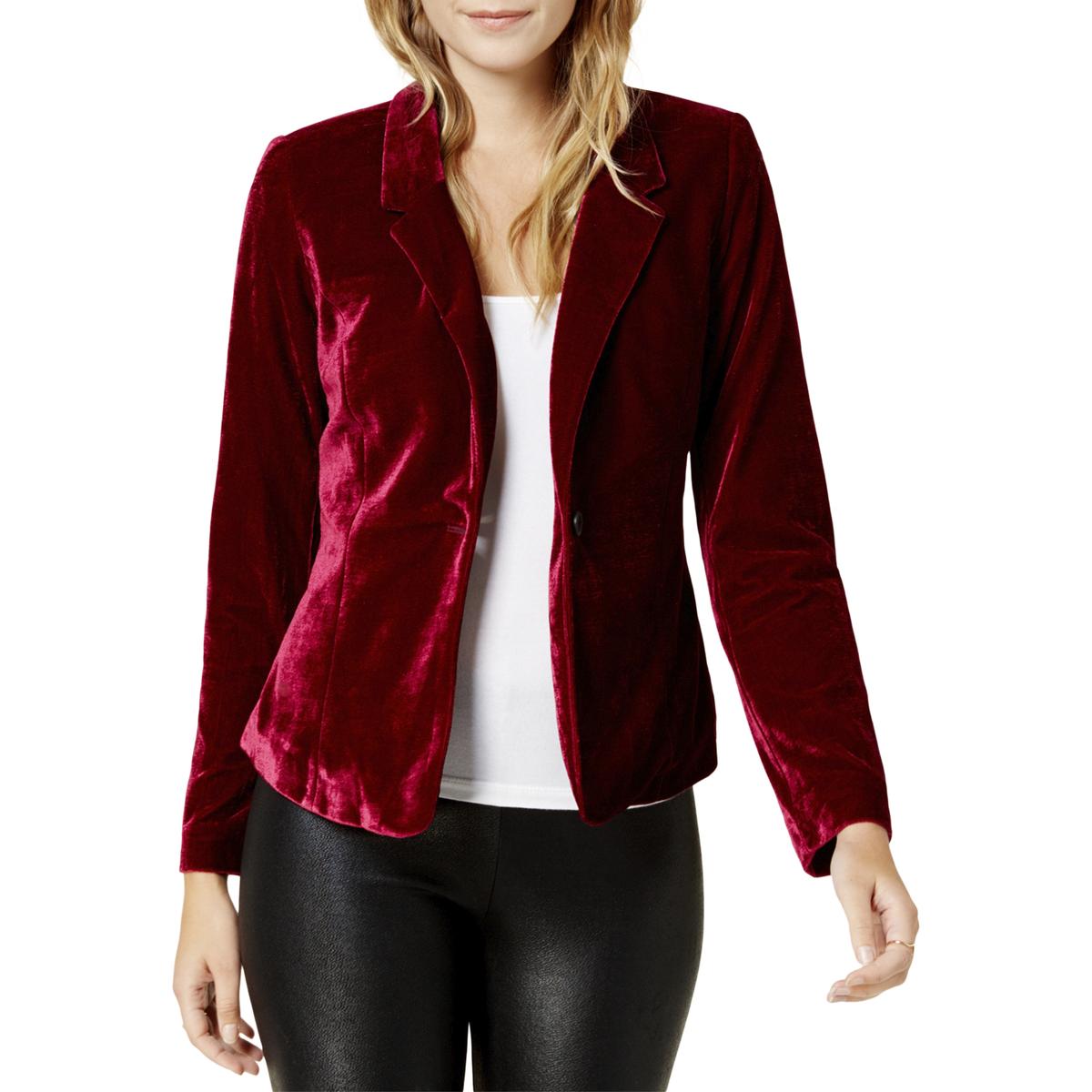 Kensie Womens Red Fall Velvet Short Blazer Jacket S BHFO 7500 | eBay