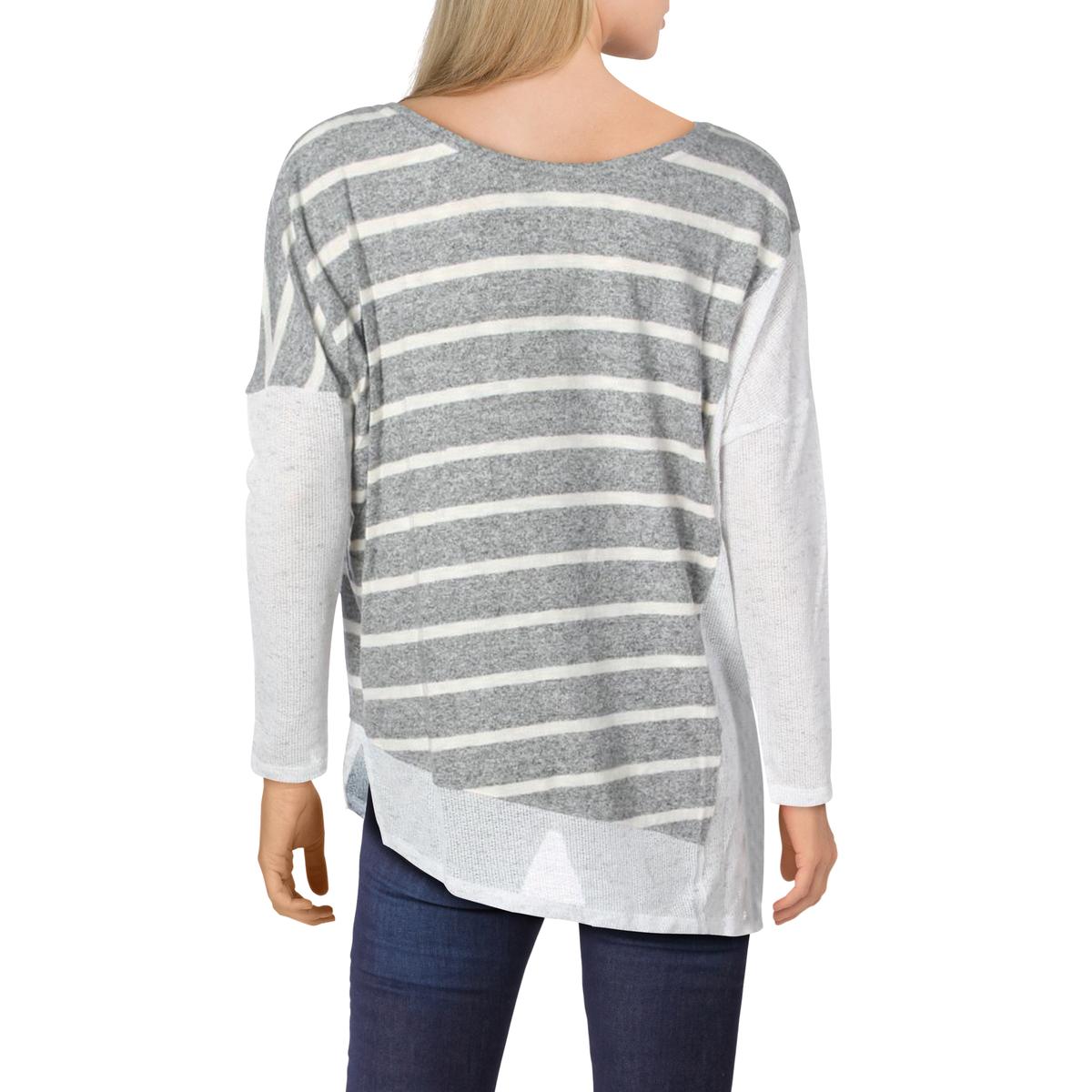 Velvet Womens Blue Striped Split Neck Everyday Blouse Top XS BHFO 7468