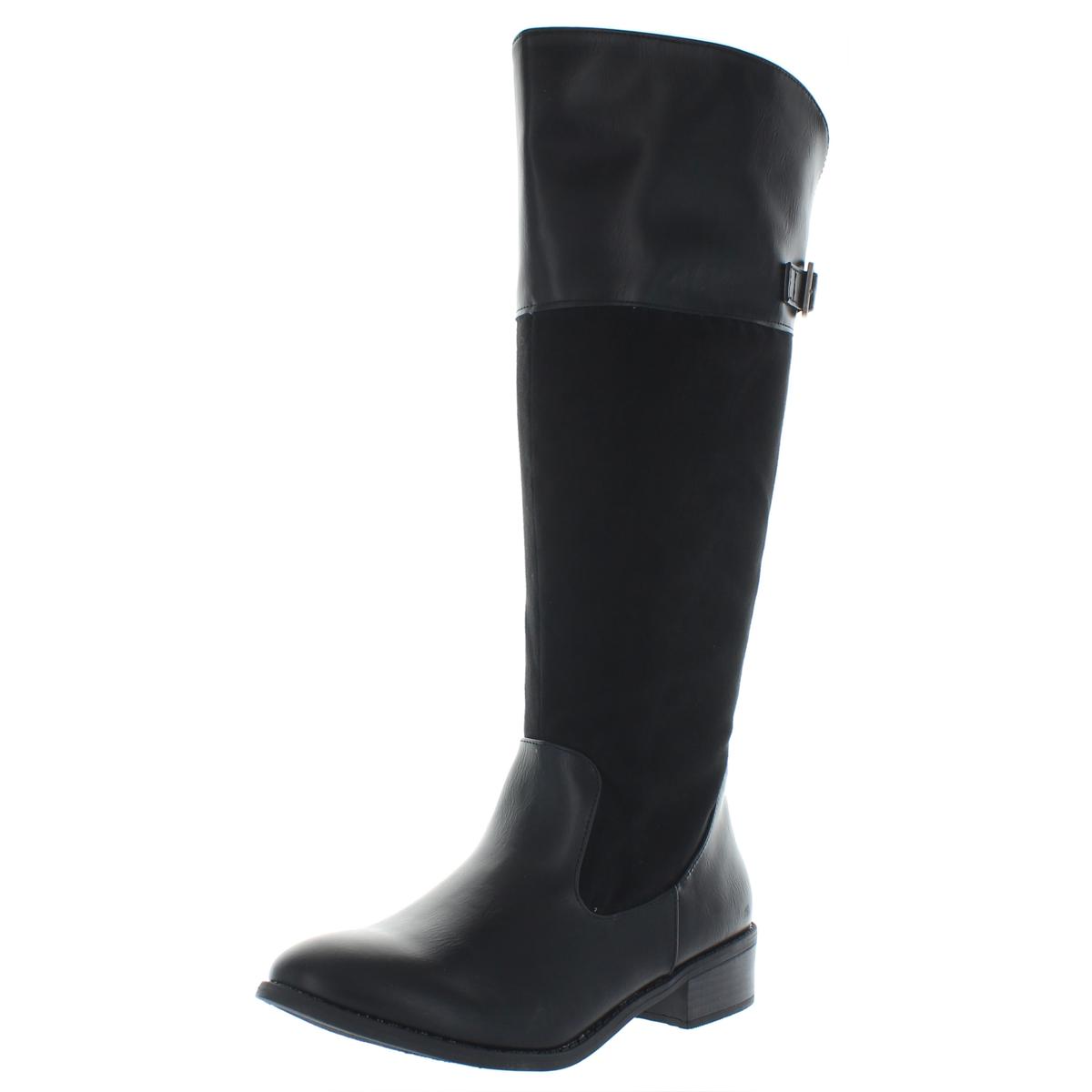 Rampage Womens Black Tall Casual Riding Boots Shoes 7.5 Medium (B,M ...