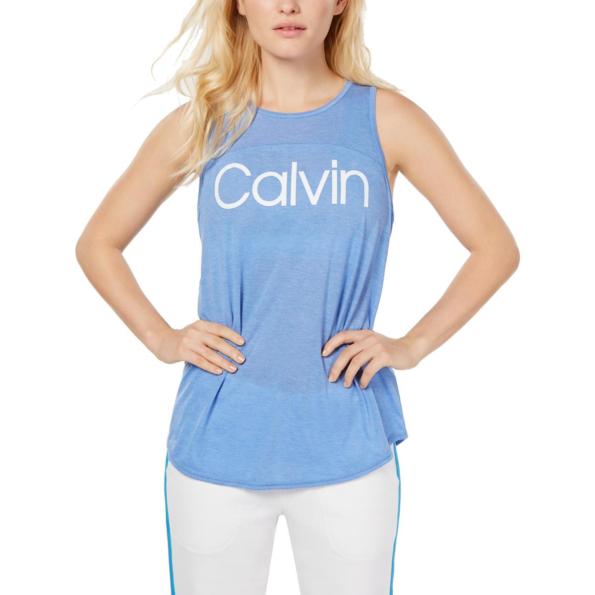 Calvin Klein Performance Womens Blue Logo Running Tank Top Shirt M BHFO
