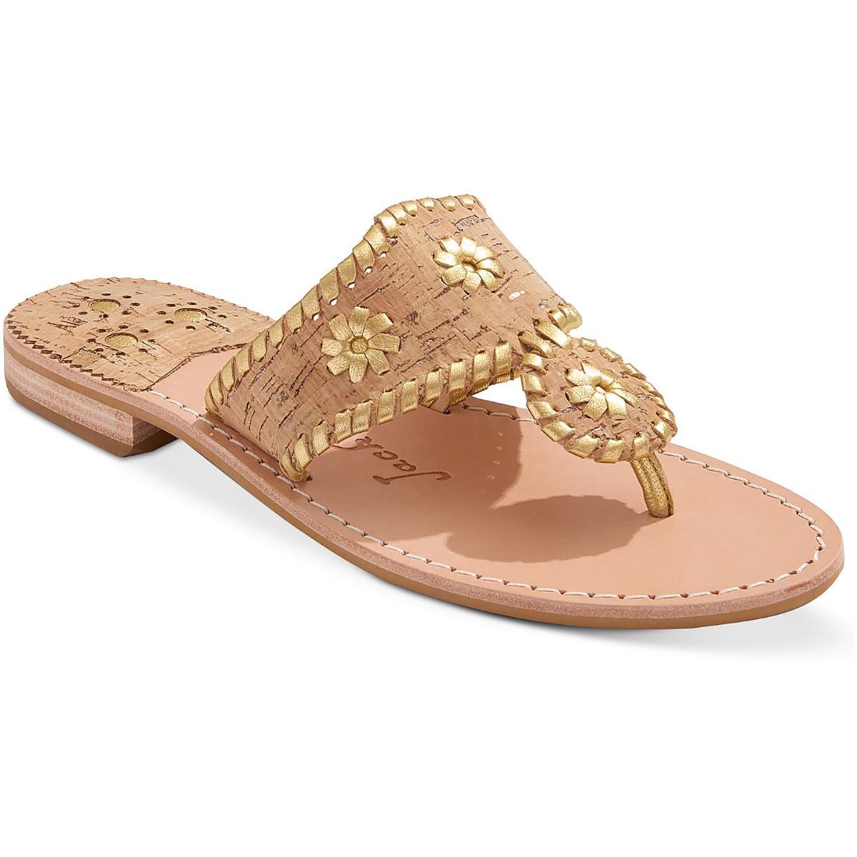 Jack Rogers Womens Jacks II Flat Sandal Leather Thong Sandals