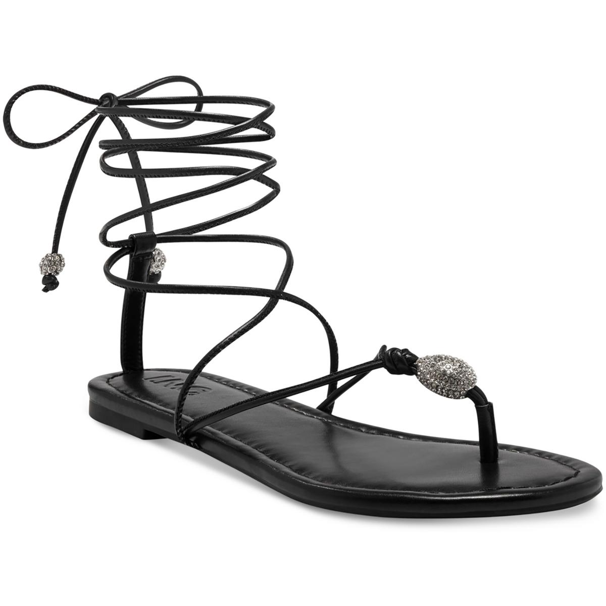 INC Womens Amille Black Strappy Sandals Shoes 8.5 Medium (B,M) BHFO 1290