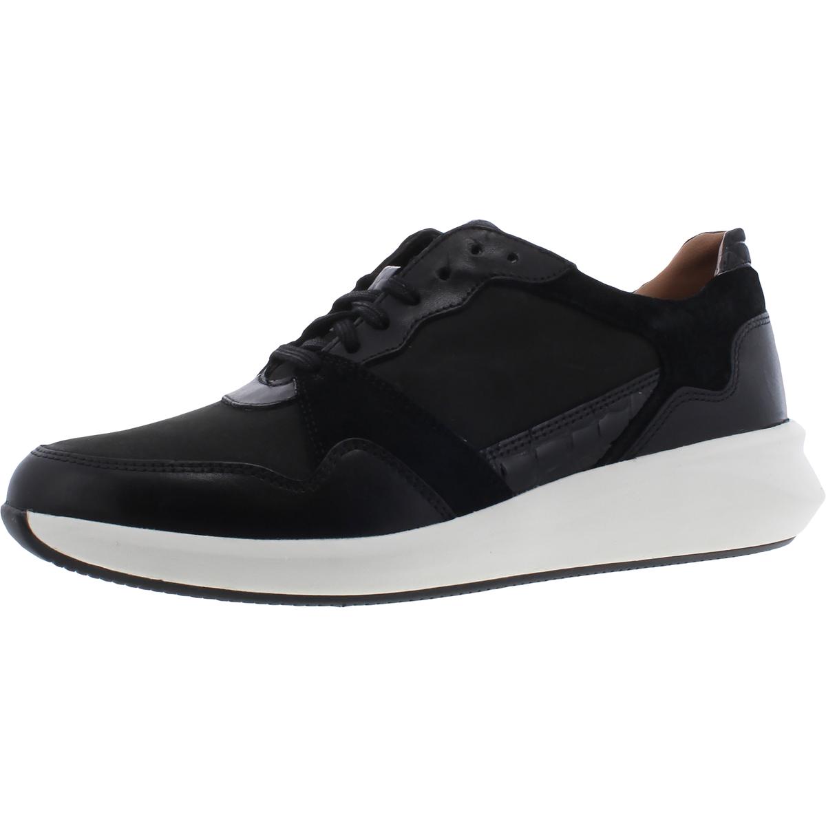 Женские кроссовки Clarks Un Rio Run из кожи в стиле ретро, черные, Размер 10