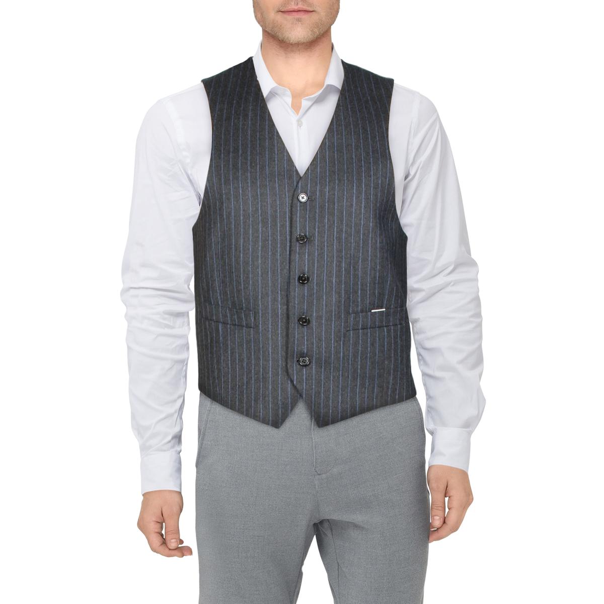 Lauren Ralph Lauren Mens Gray Wool Pinstripe Suit Separate Suit Vest M ...