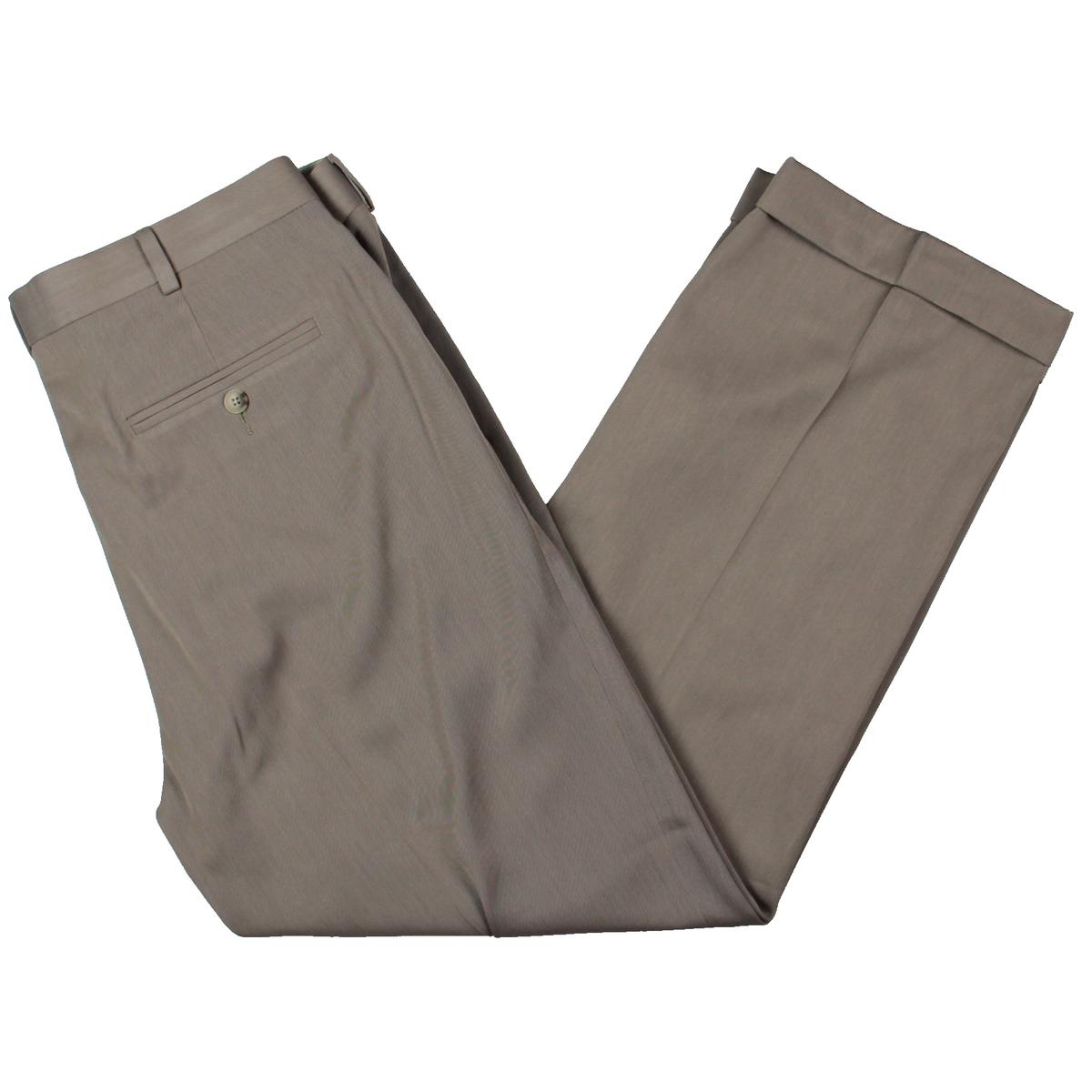 Perry Ellis Mens Taupe Micro Melange Dress Pants Trousers 33/32 BHFO