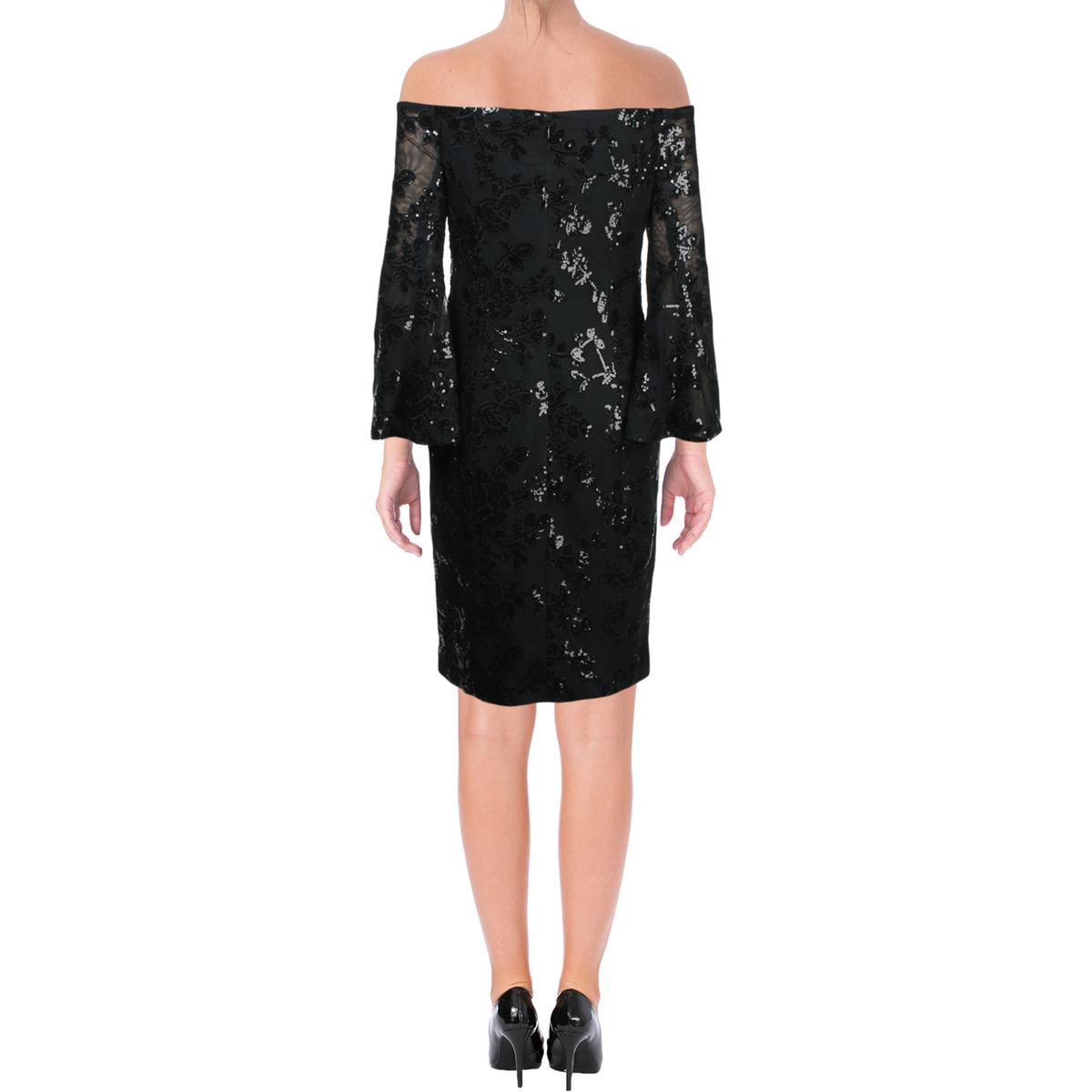 Lauren Ralph Lauren Womens Black Off-The-Shoulder Cocktail Dress 14 ...