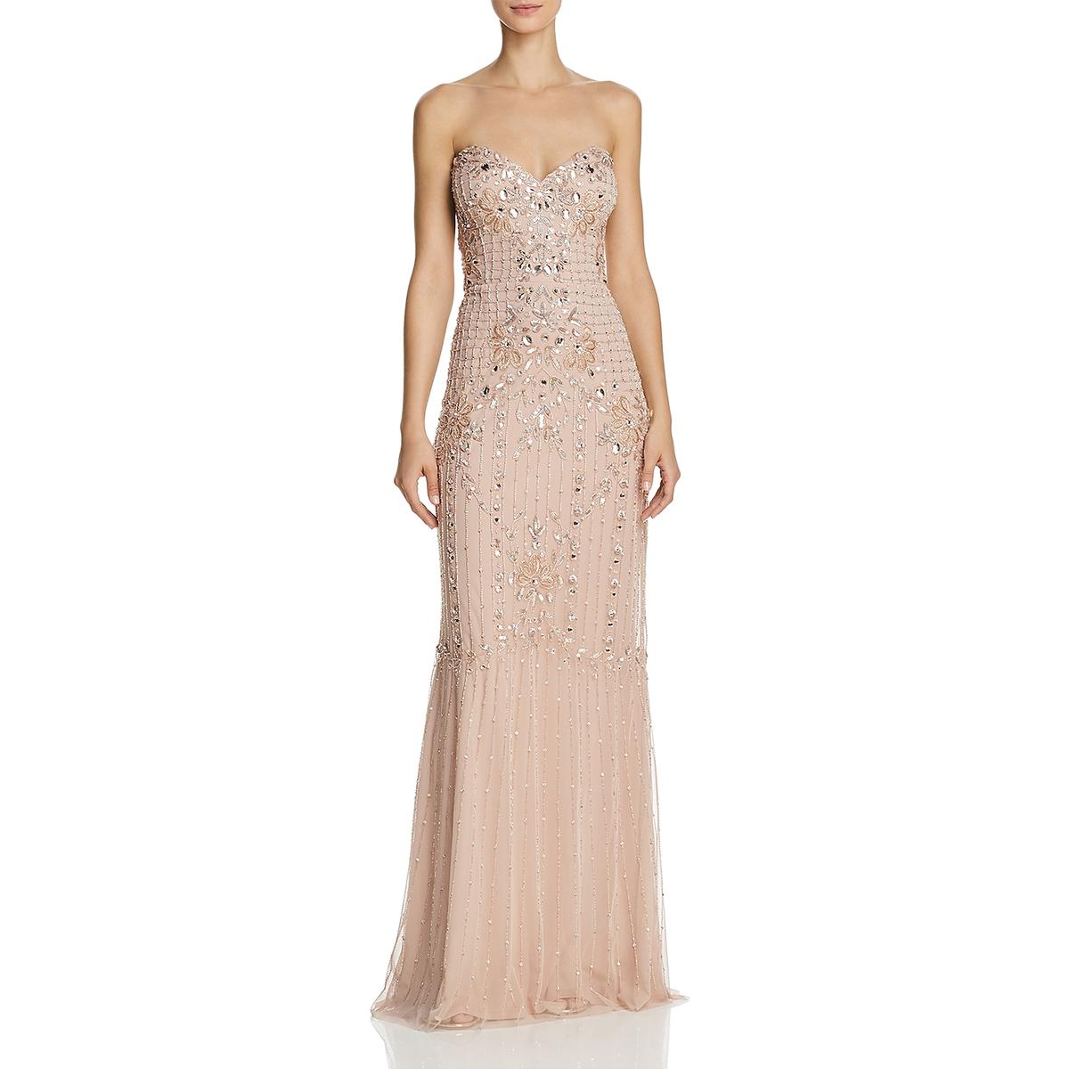 Aidan Mattox Womens Pink Strapless Embellished Formal Dress Gown 4 BHFO ...