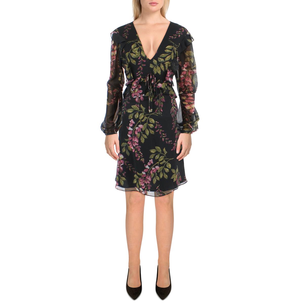 Kensie Dresses Womens V-Neck Mini Printed Fit & Flare Dress BHFO 6790 - Picture 3 of 3