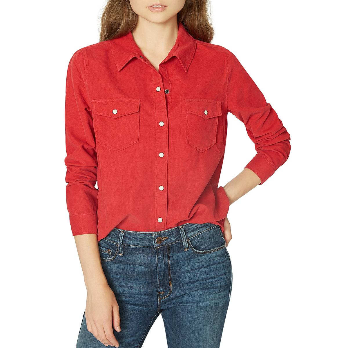 Sanctuary Womens Red Corduroy Work Casual Button-Down Top Shirt XS BHFO ...