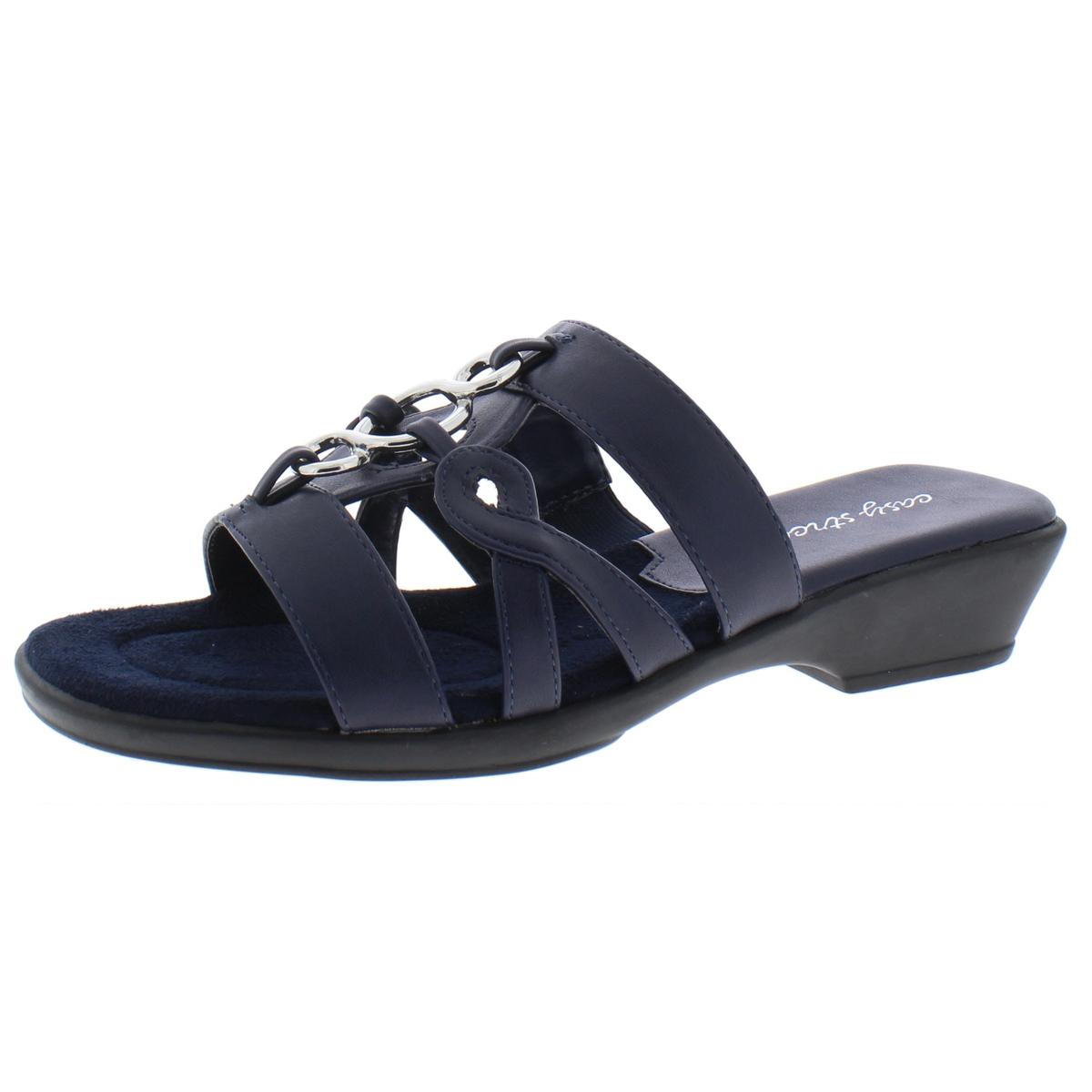 Easy Street Womens Torrid Faux Leather Strappy Slide Sandals Shoes BHFO 4699 - Picture 6 of 9