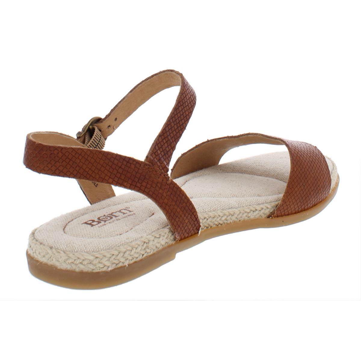 Born Womens Welch Leather Espadrille Ankle Flat Sandals Shoes BHFO 5154