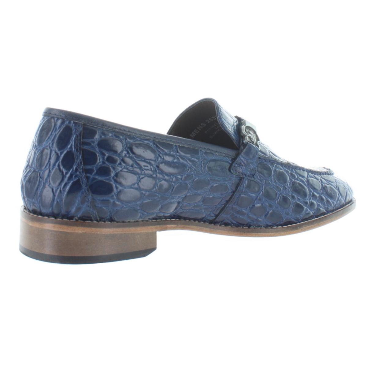 Stacy Adams Mens Bellucci Blue Leather Loafers Shoes 10