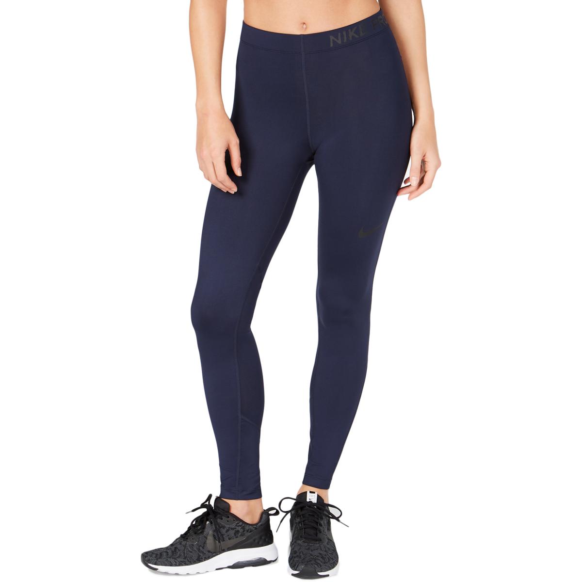 Nike Womens Pro Navy Training Tight Fit Fitness Athletic Leggings S ...