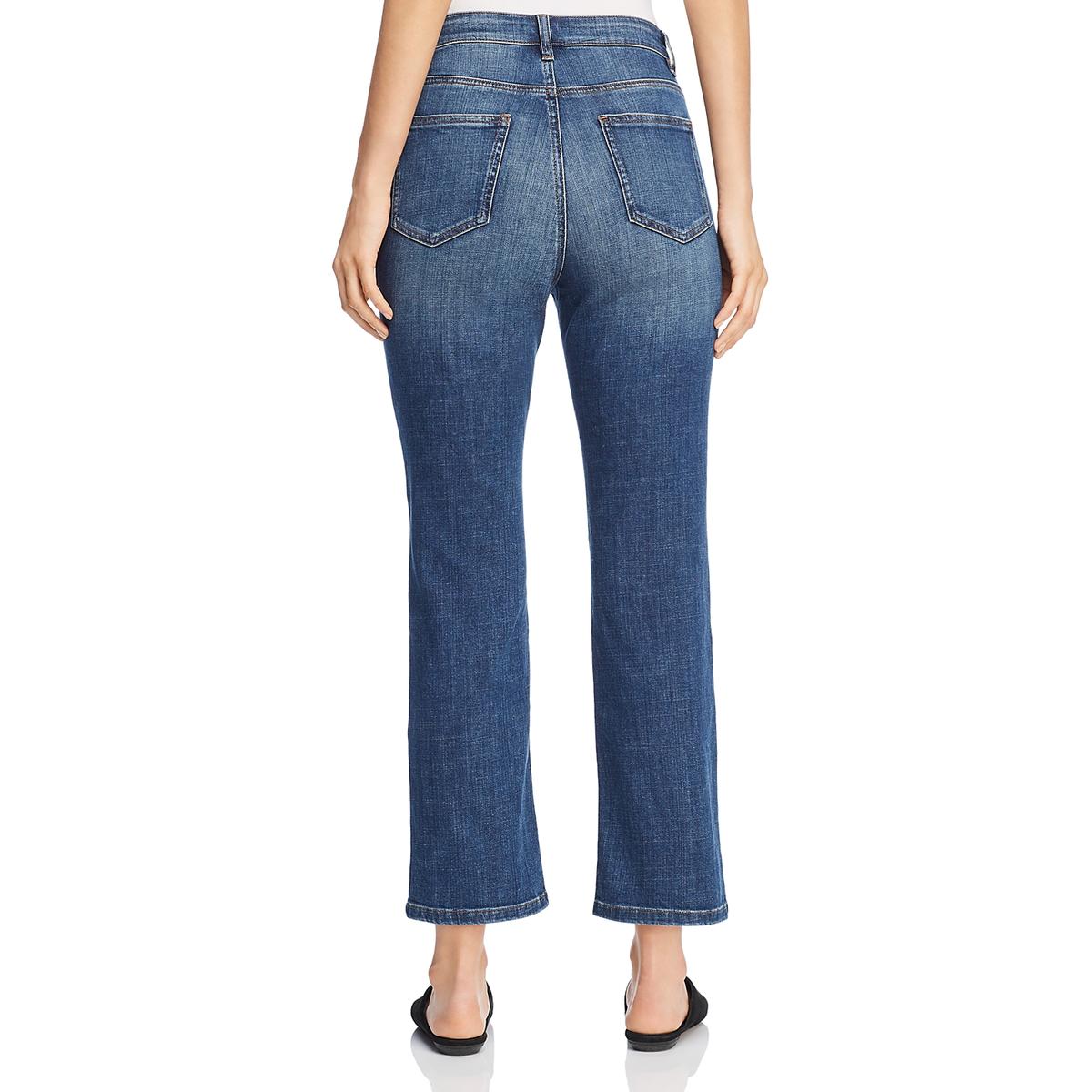 Eileen Fisher Womens Blue Denim Ankle High Waisted Bootcut Jeans 6P ...