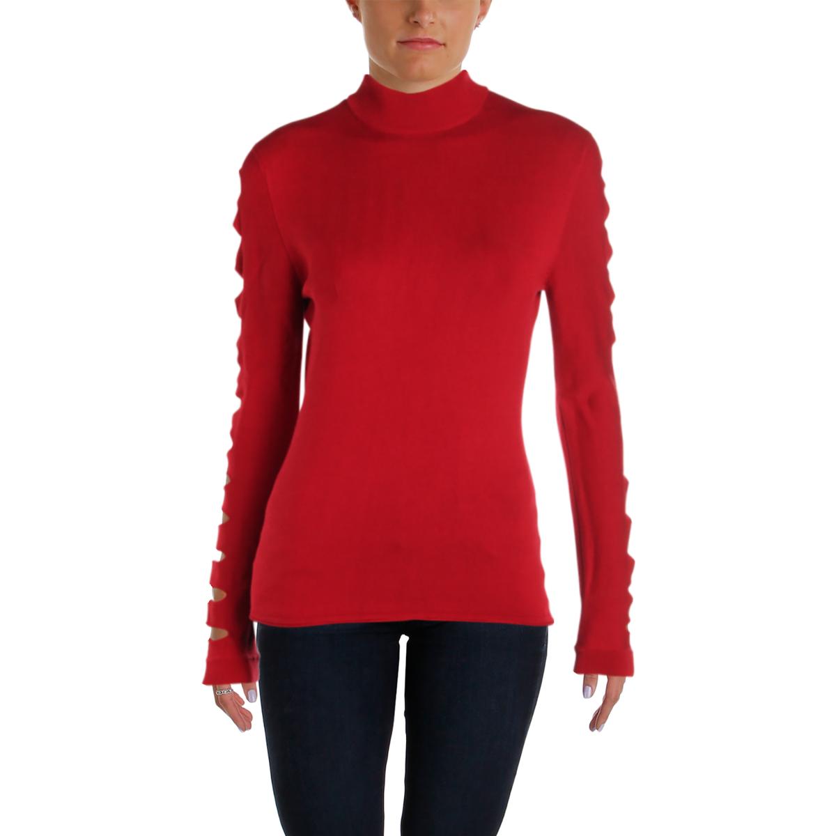 mock neck red sweater